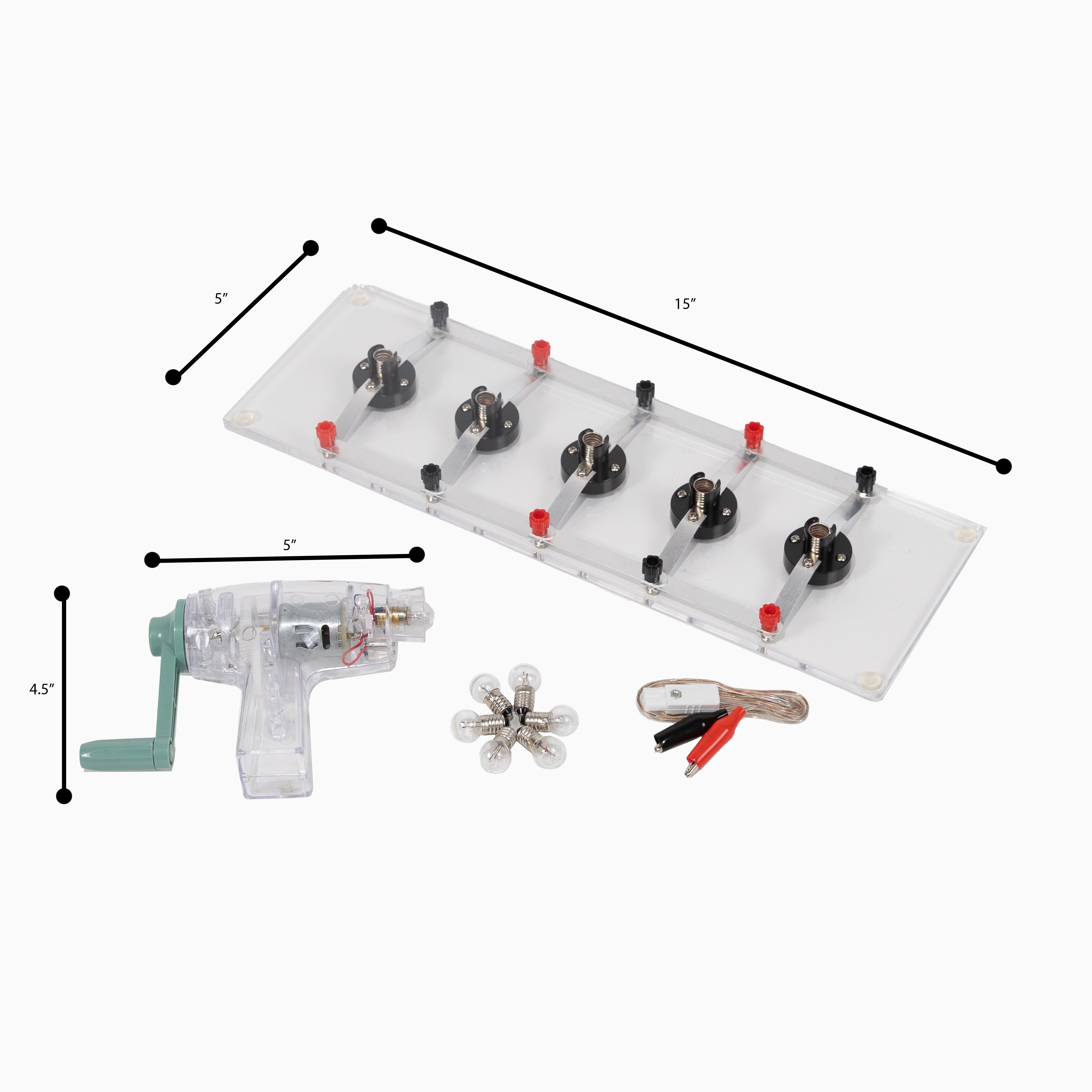 Electric Circuit Board Kit with Lamp Board and Hand Crank Generator.