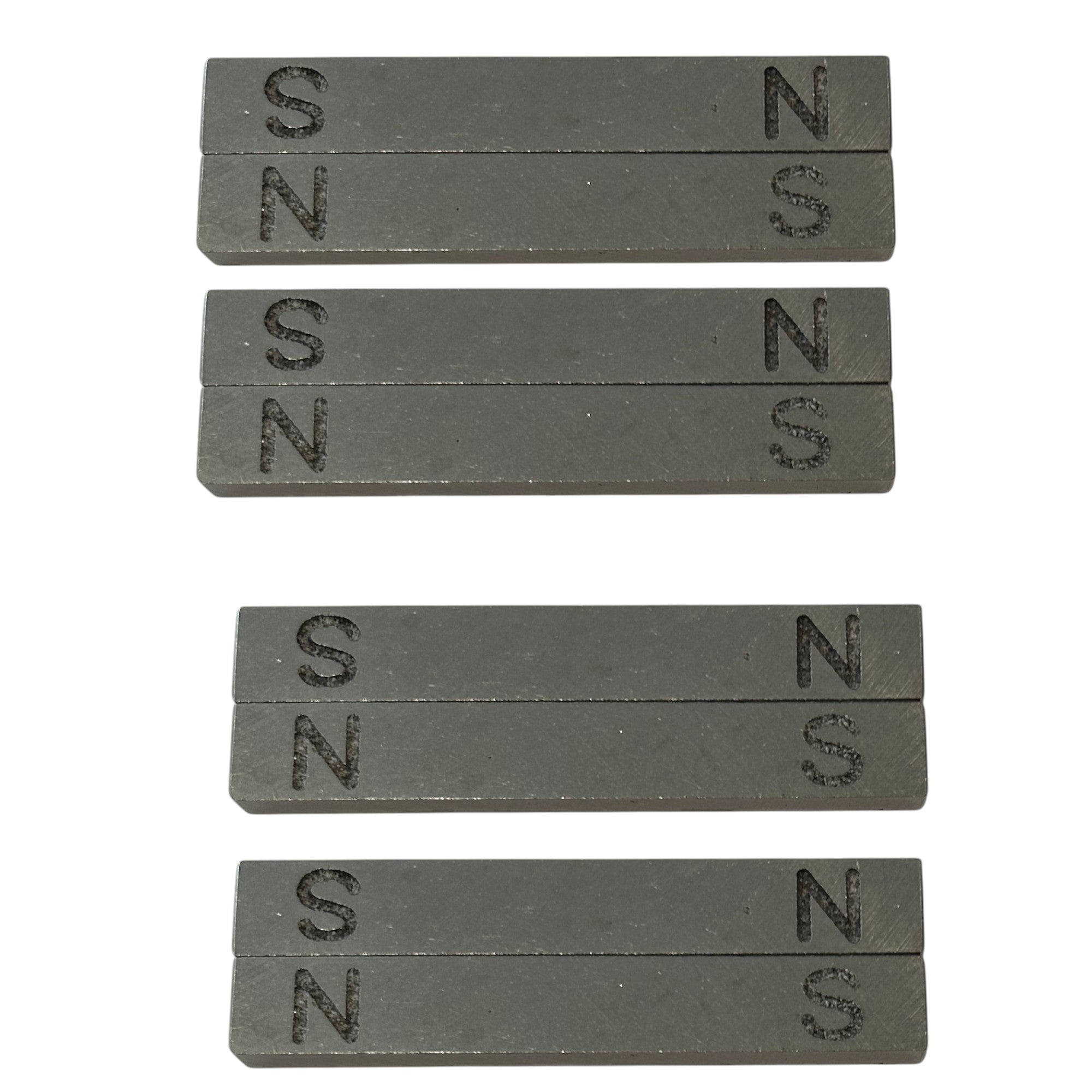 Magnetic Bar Alnico 3 inches length. Stamped North & South. Pack 8 (4 pair).  Used in PEER Physics CMW Kit