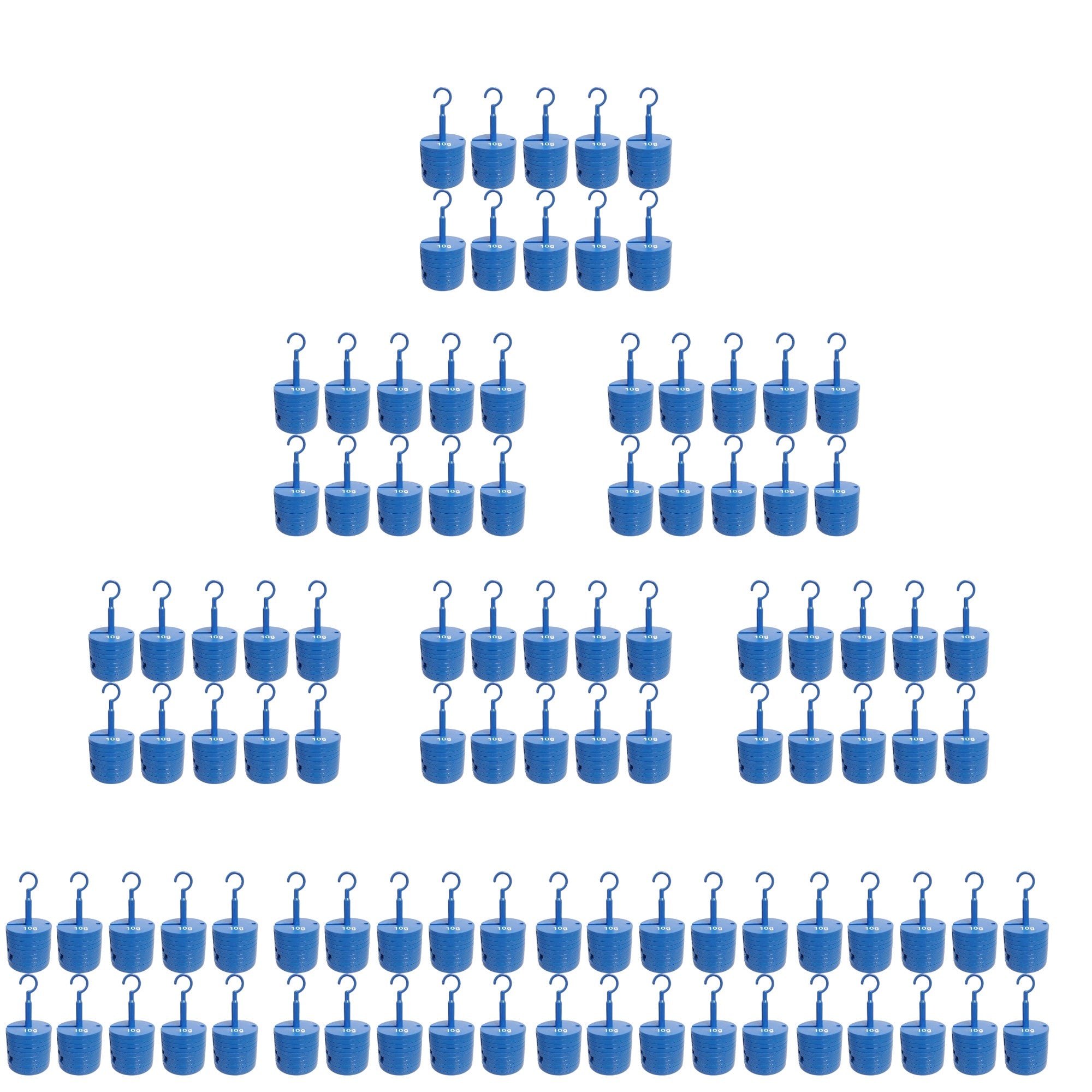 Slotted Weight Set with Hanger, Plastic, Ten-Piece, Case of 100 Sets