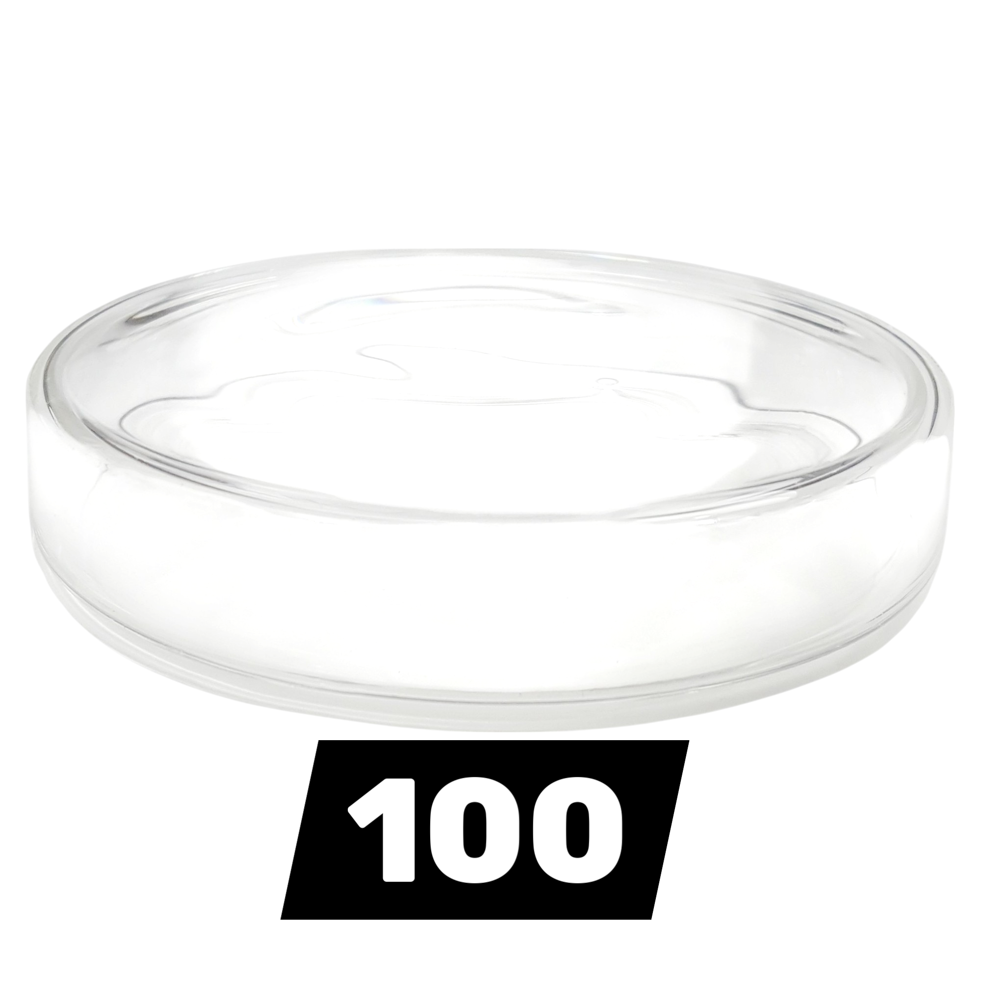 Petri Dish, Flint Glass, 100mm diameter x 15mm height. Case of 100.