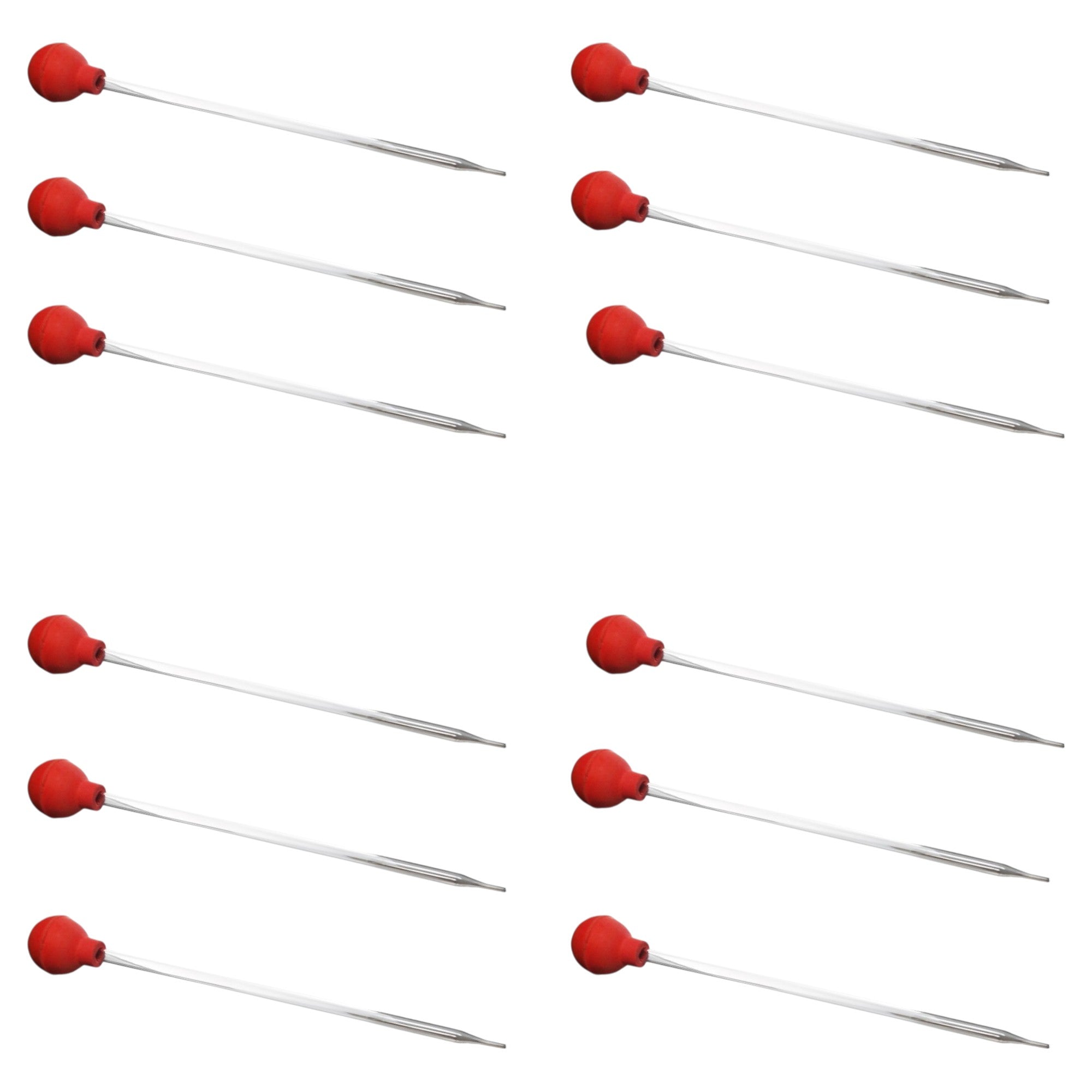 Dropping Pipettes Glass with Rubber Bulbs, 8 inches length, 5ml capacity. Pack of 12.