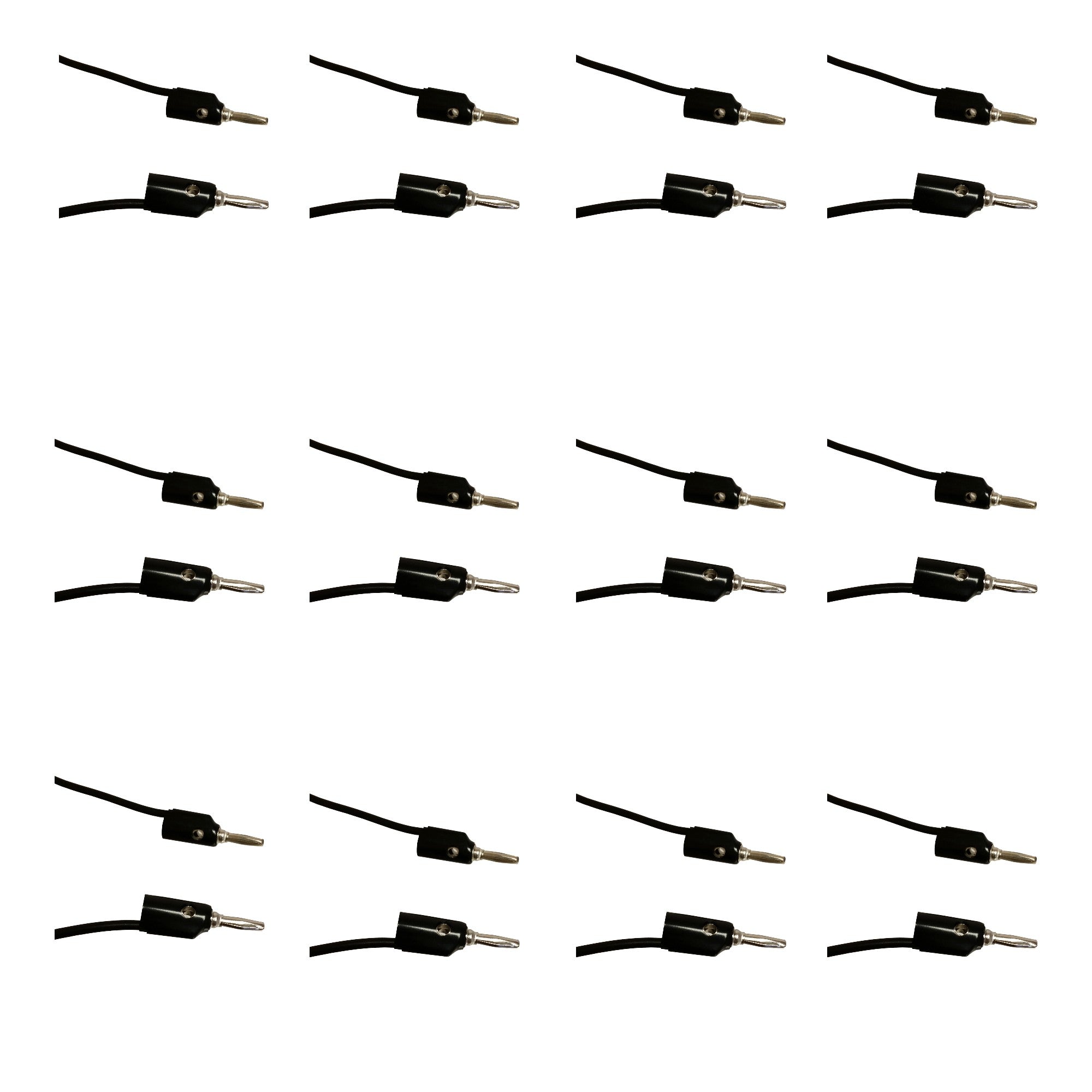 Connector Cords, 12 in., Banana Ends, Pack of 12 Black Cords
