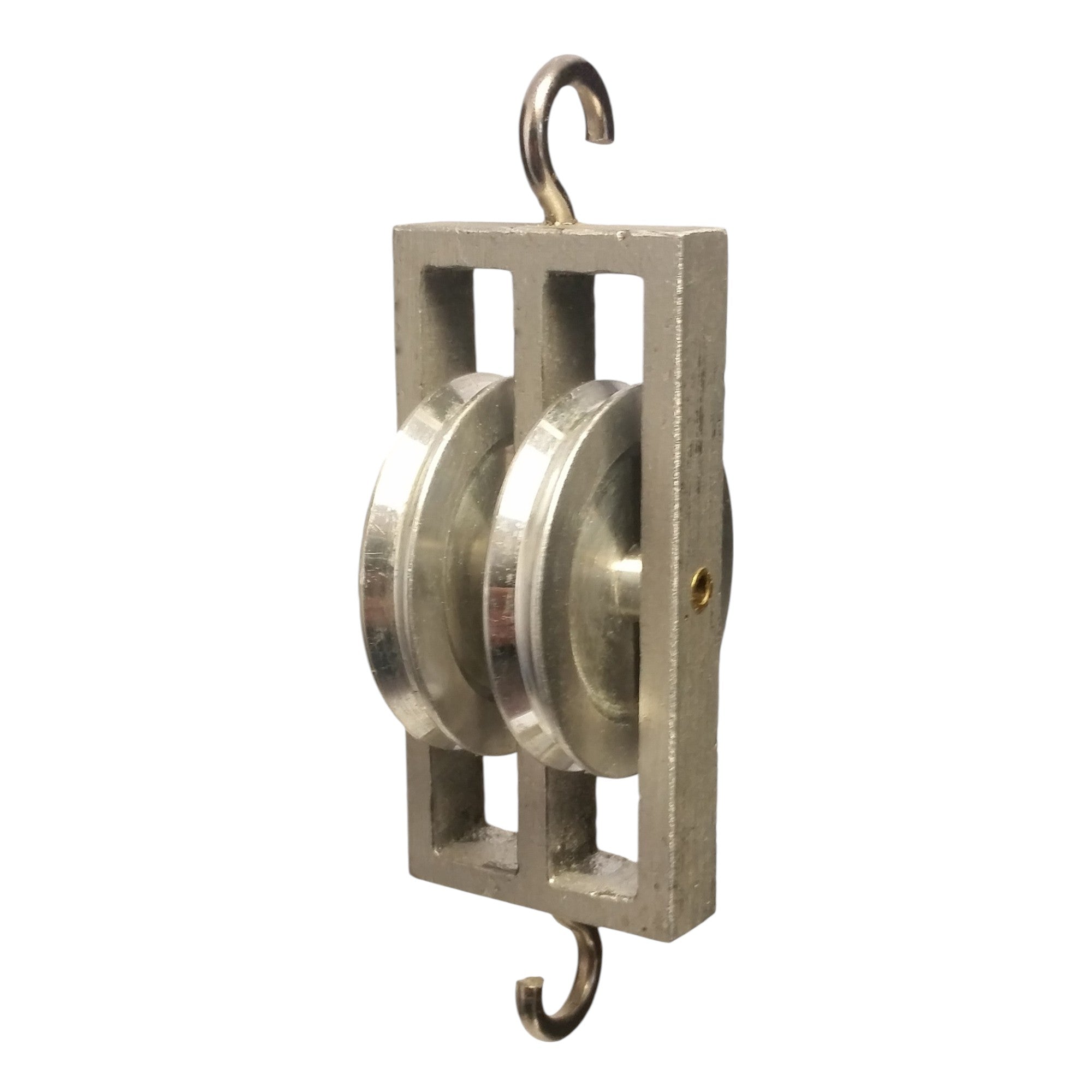 Pulley Double, 2 Aluminum Wheels (50mm) in Parallel