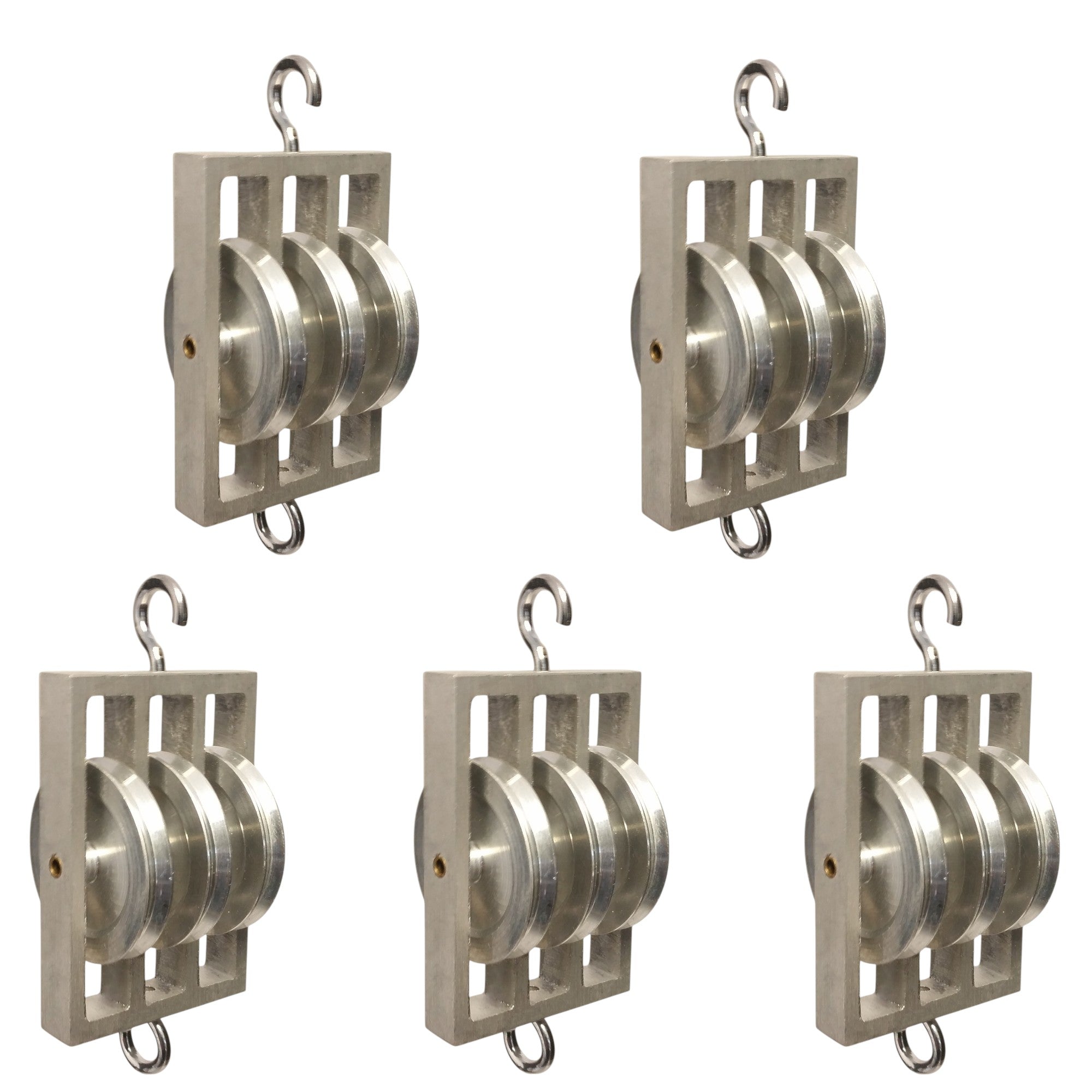 Pulley, Triple Parallel, Aluminum, Pack of 5
