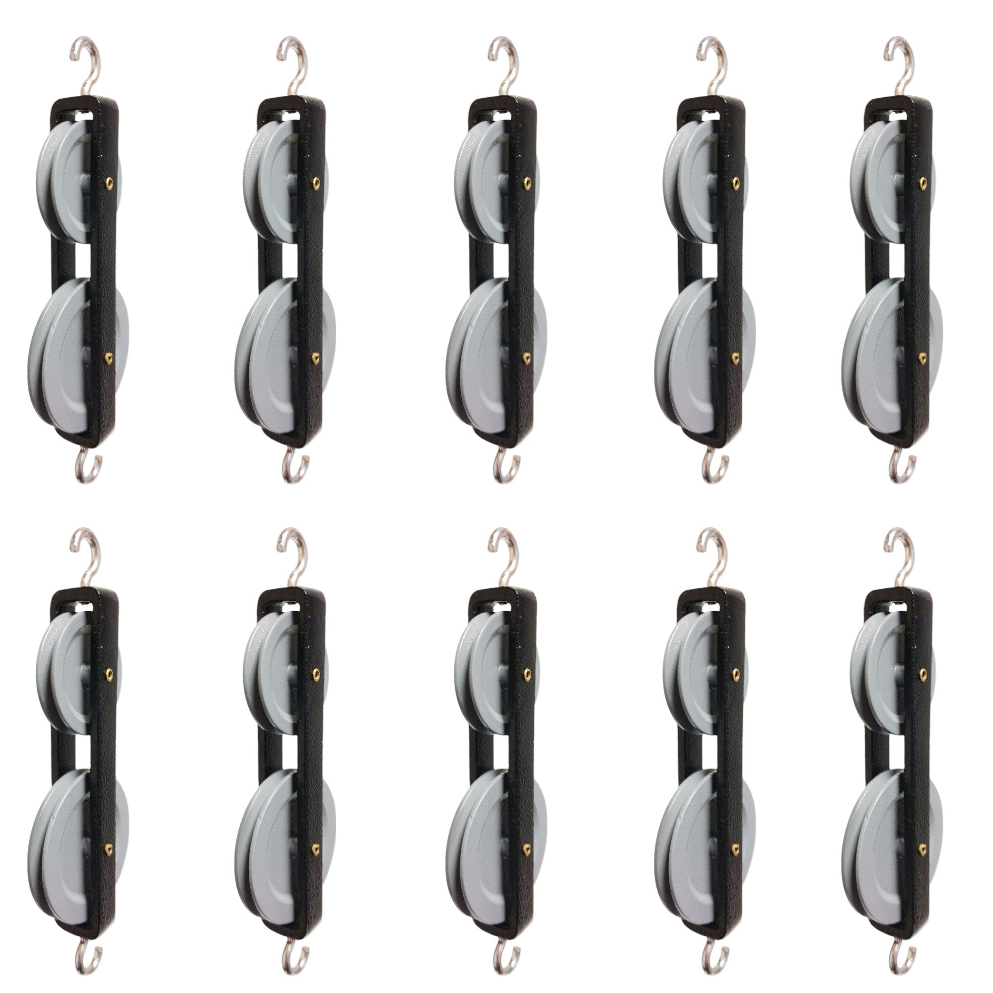 Pulley Double Tandem Metal construction 50mm and 38mm wheels. Pack of 10.