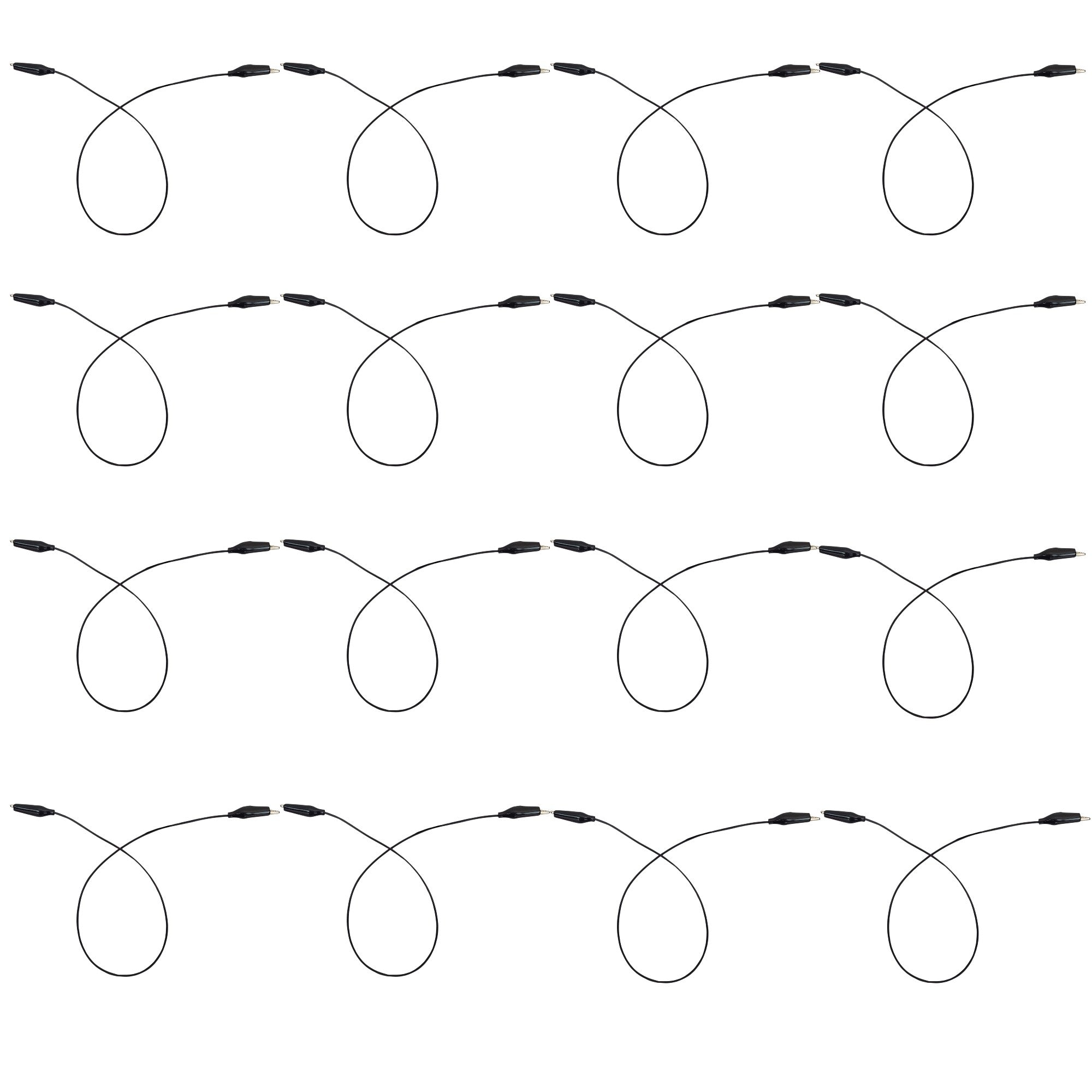 Connector Cord, 18 inch length, Alligator Ends, Black Cords. Pack of 16. Used in PEER Physics CMW Kit.