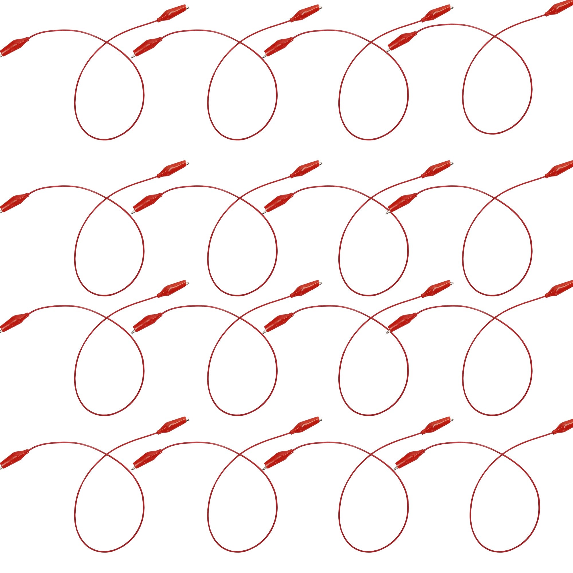 Connector Cord, 18 inch, Alligator Ends, Red Cords. Pack of 16. Used with PEER Physics CMW Kits.
