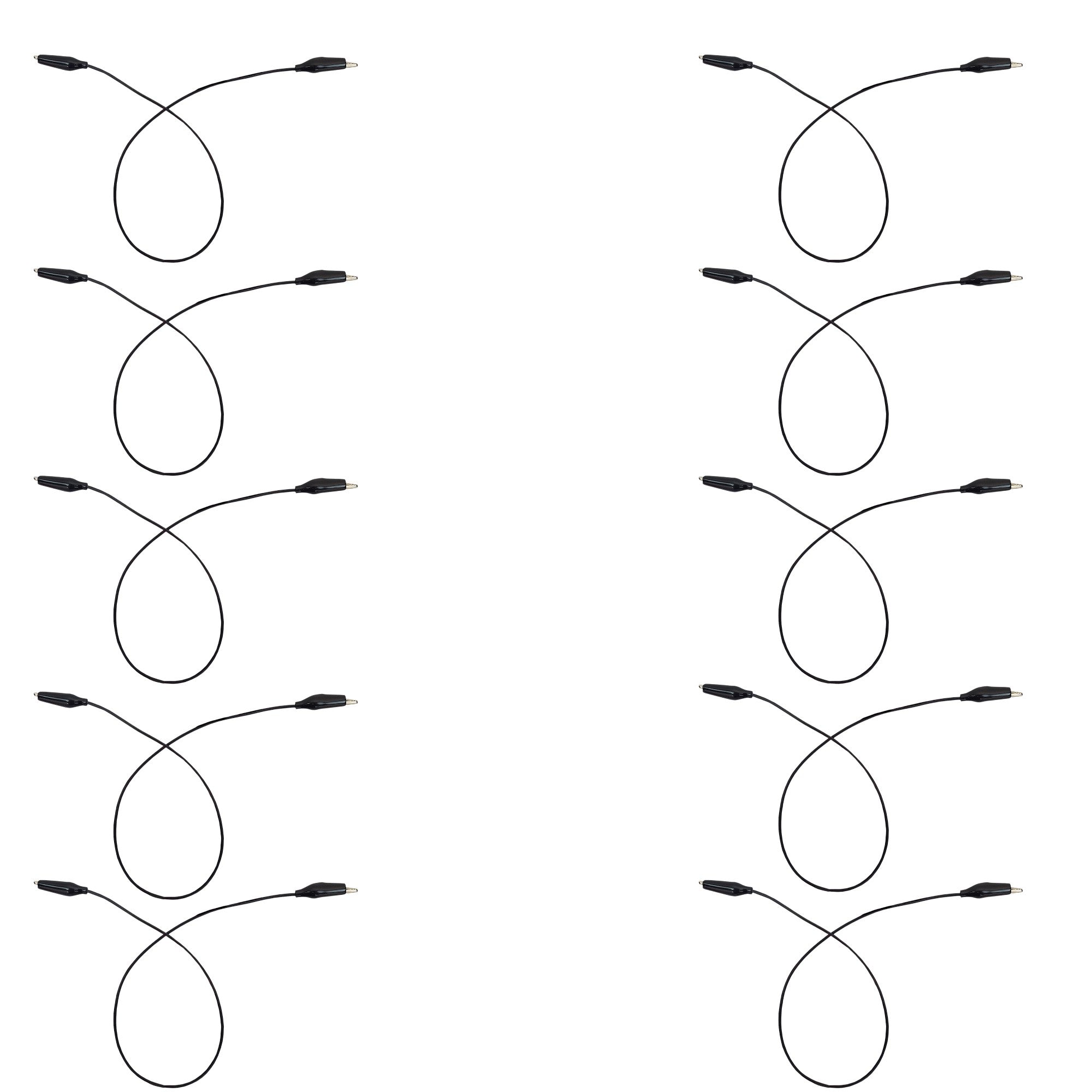 Connector Cord, 18 inches length, Alligator Ends, Black Cords. Pack of 10.