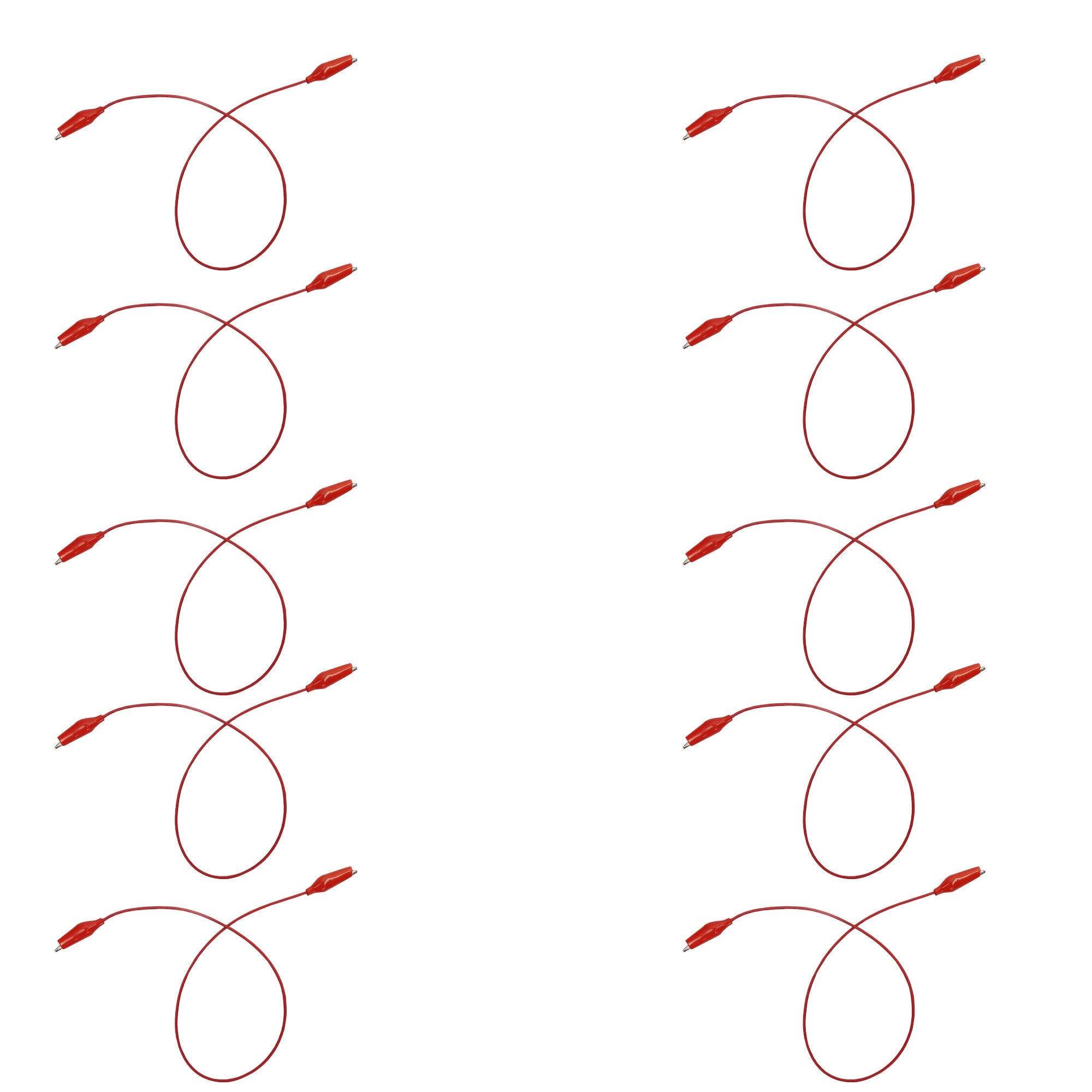 Connector Cord, 18 inch, Alligator Ends, Red Cords. Pack of 10.