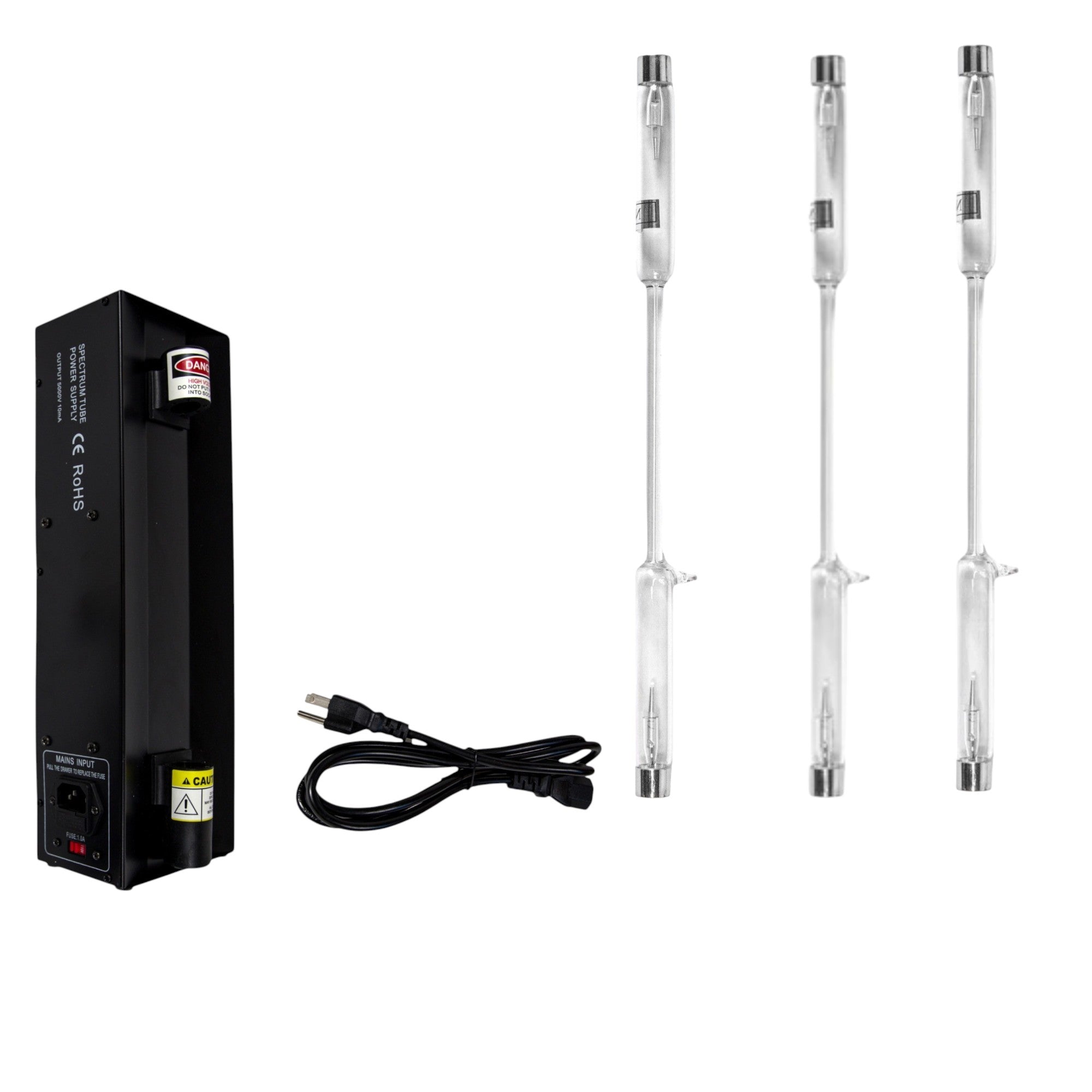 Spectrum Tube Light Display Kit with Power Supply – Includes Neon, Helium, and Hydrogen Tubes – Physics & STEM Classroom Lab Set