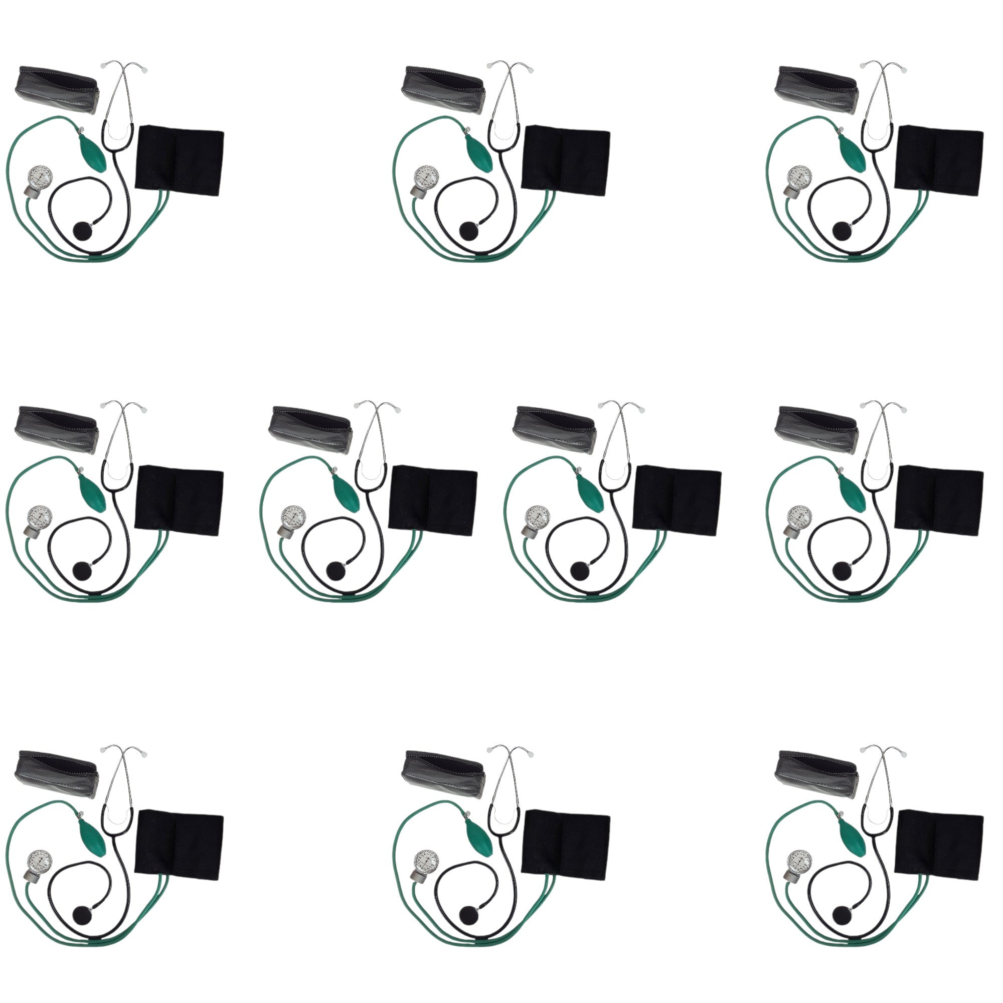 Sphygmomanometer Kit with Stethoscope and Storage Case.  Pack of 10 kits.
