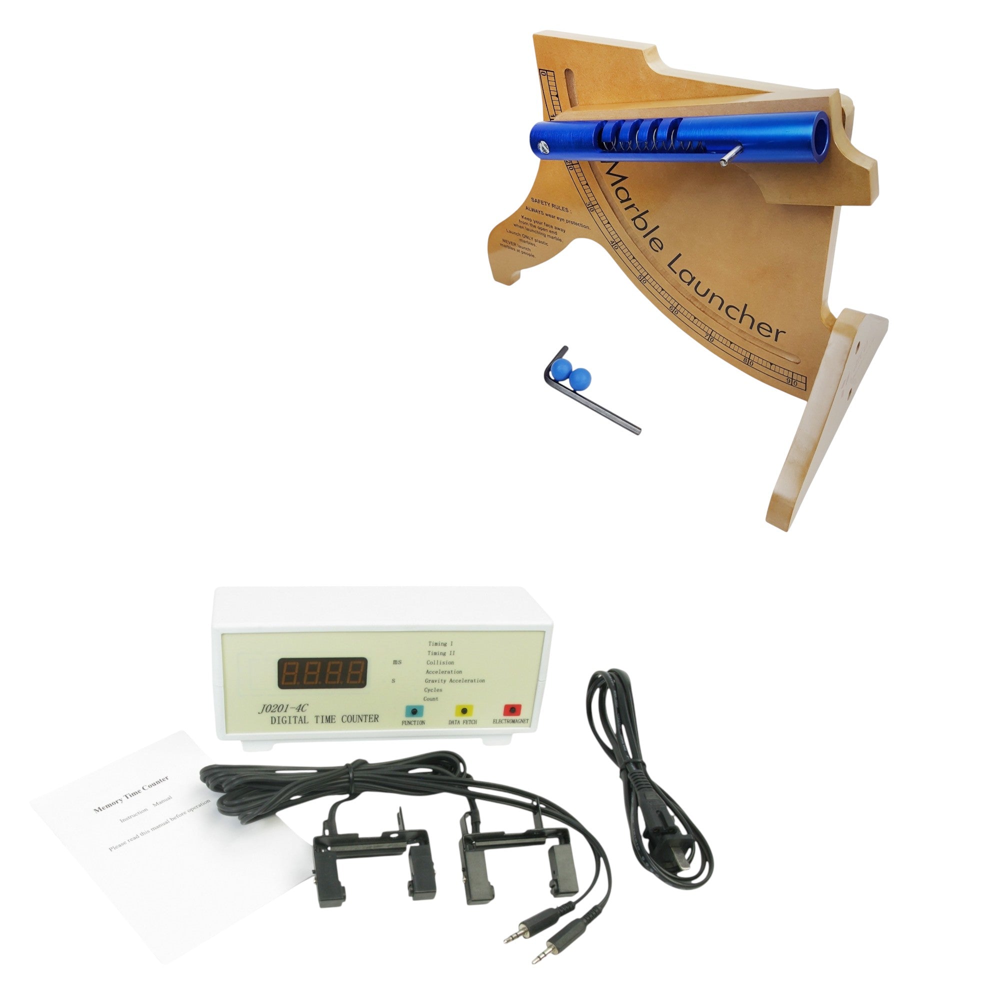 Digital Timer with Photogates & Spring-Powered Motion Device – Measure Time of Flight & Investigate Force and Motion – Physical Science Classroom STEM Kit