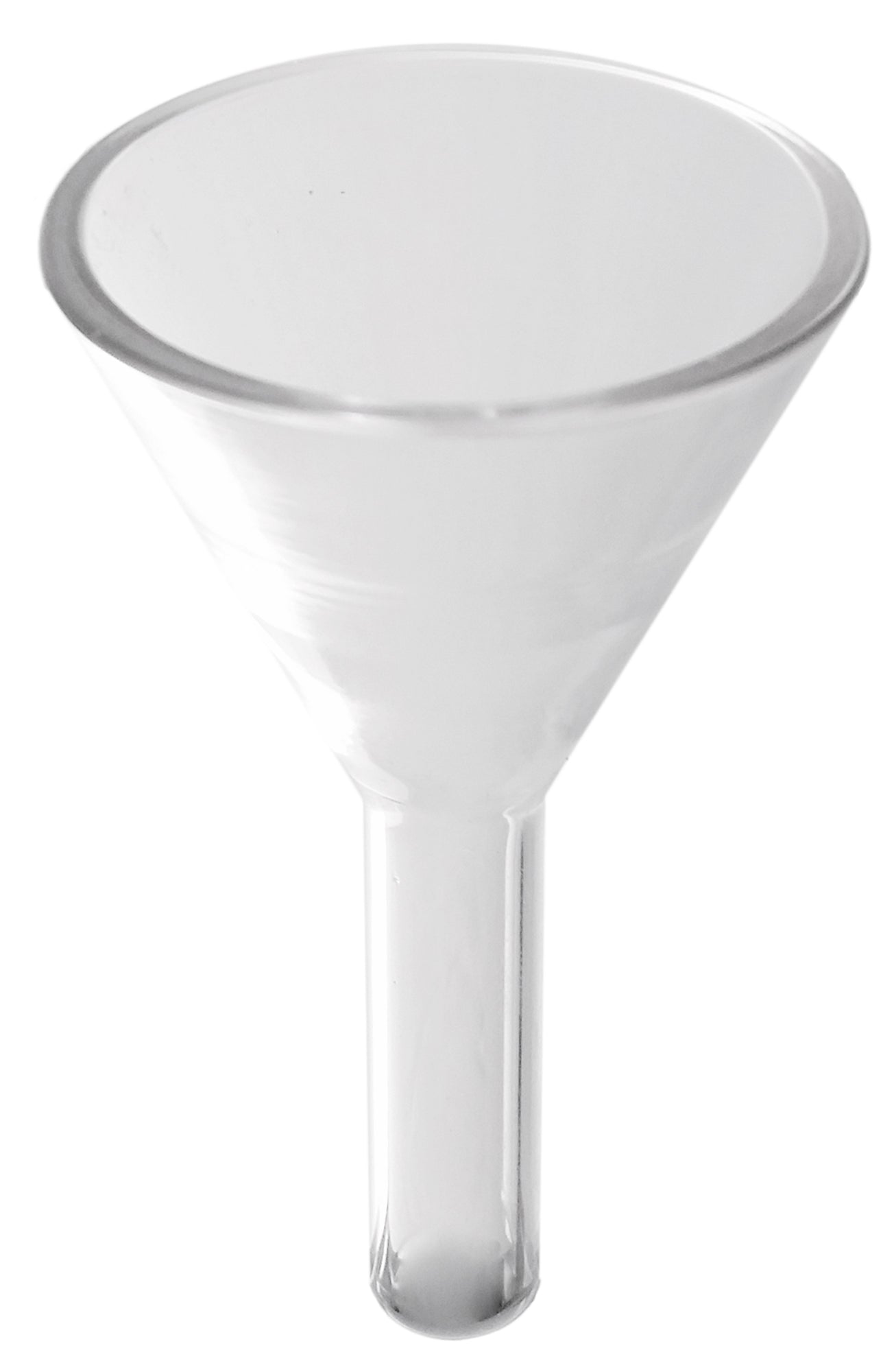 Funnel, Burette Borosilicate Glass 40mm diameter, 38mm stem length, and 10mm stem diameter.