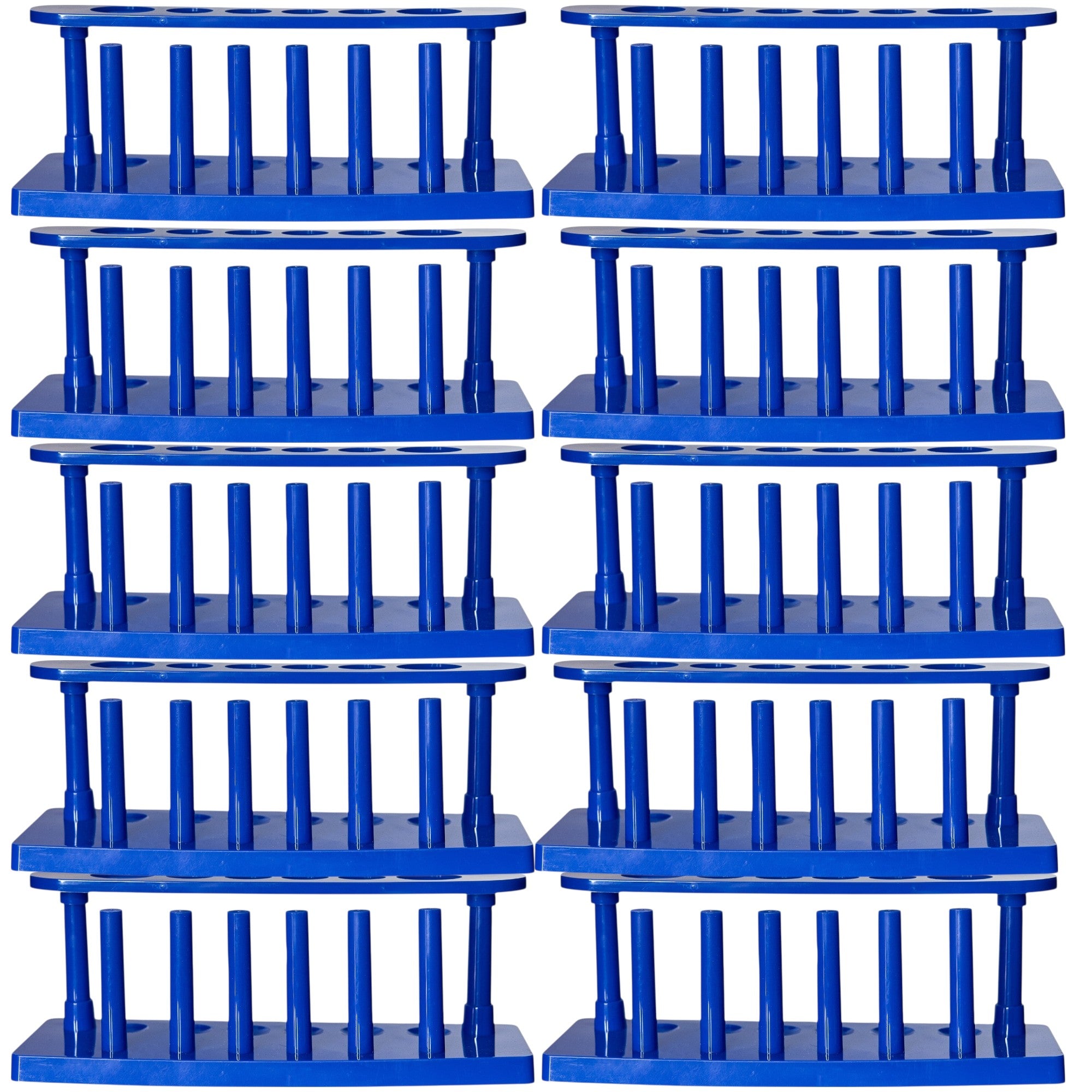 Test Tube Racks with 6 Holes 25mm and 6 Drying Pins. Pack of 10.