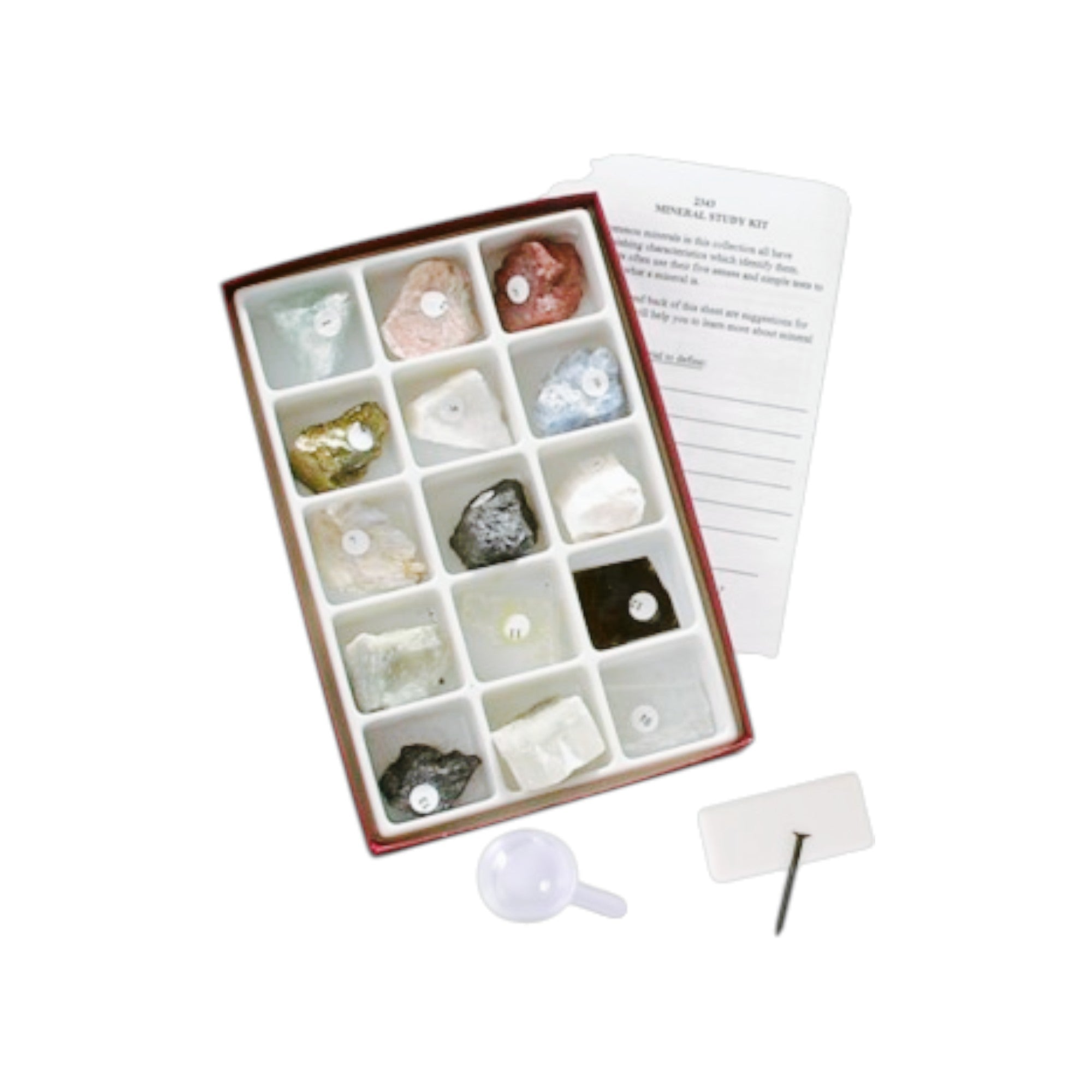 Mineral Collection, 15 identified specimens and testing tools.  A  professional Geology education study kit.