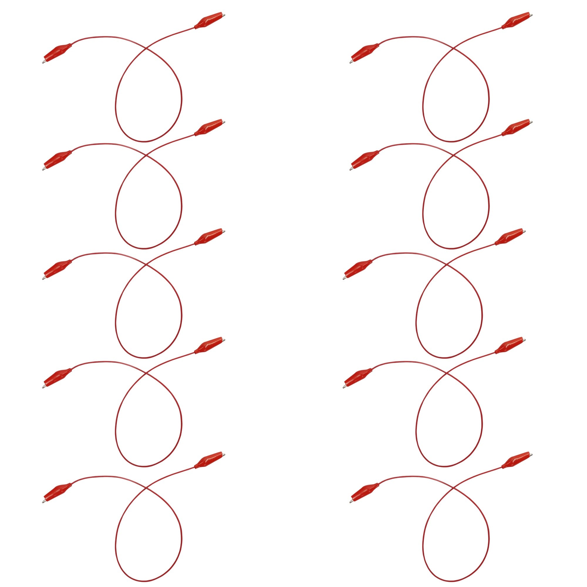 Connector Cord, 24 inch length, Alligator Ends, Red Cords. Pack of 10.