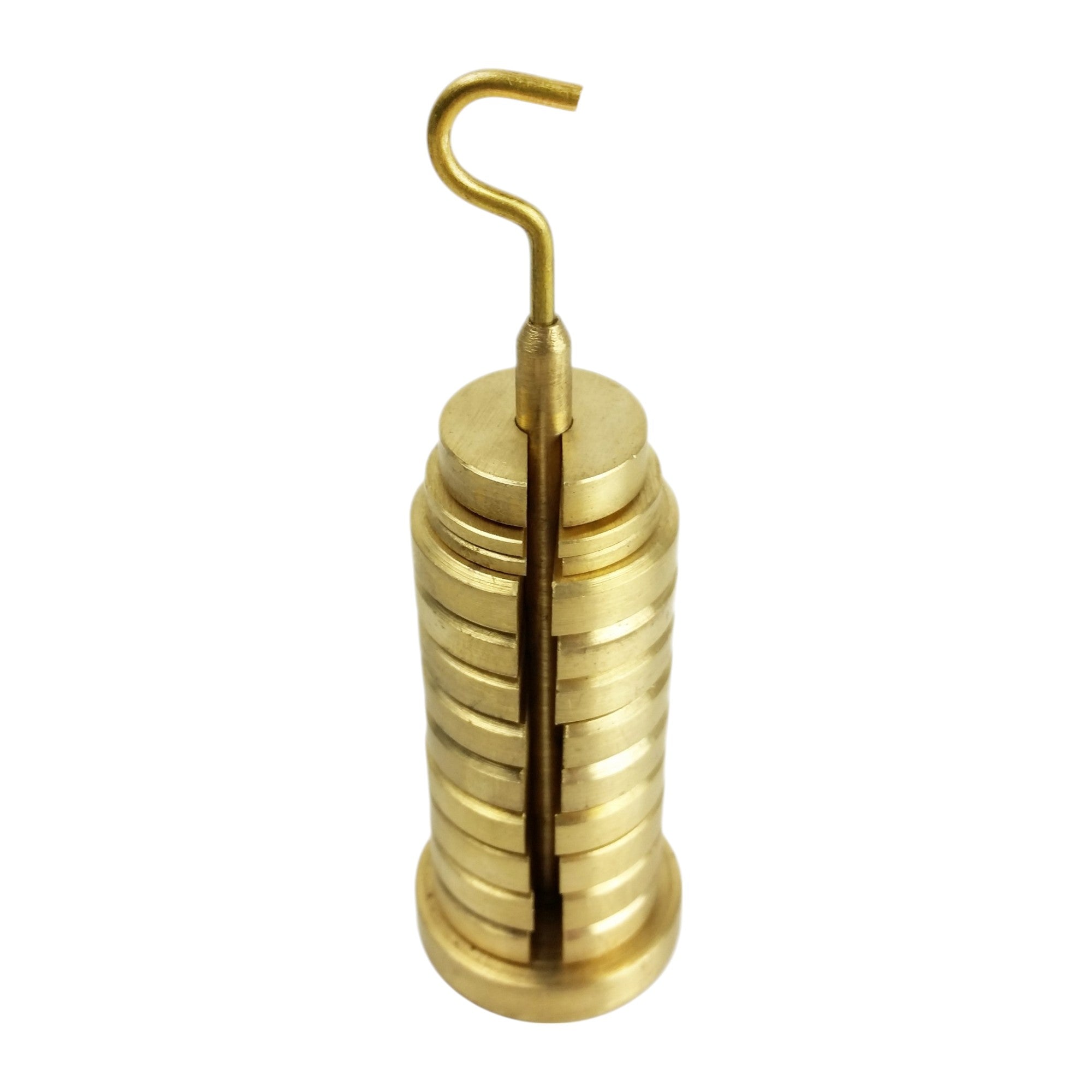 Weight, Brass Slotted, 13 piece set: 2-5g, 1-10g, 9-20g, & 50g Hanger