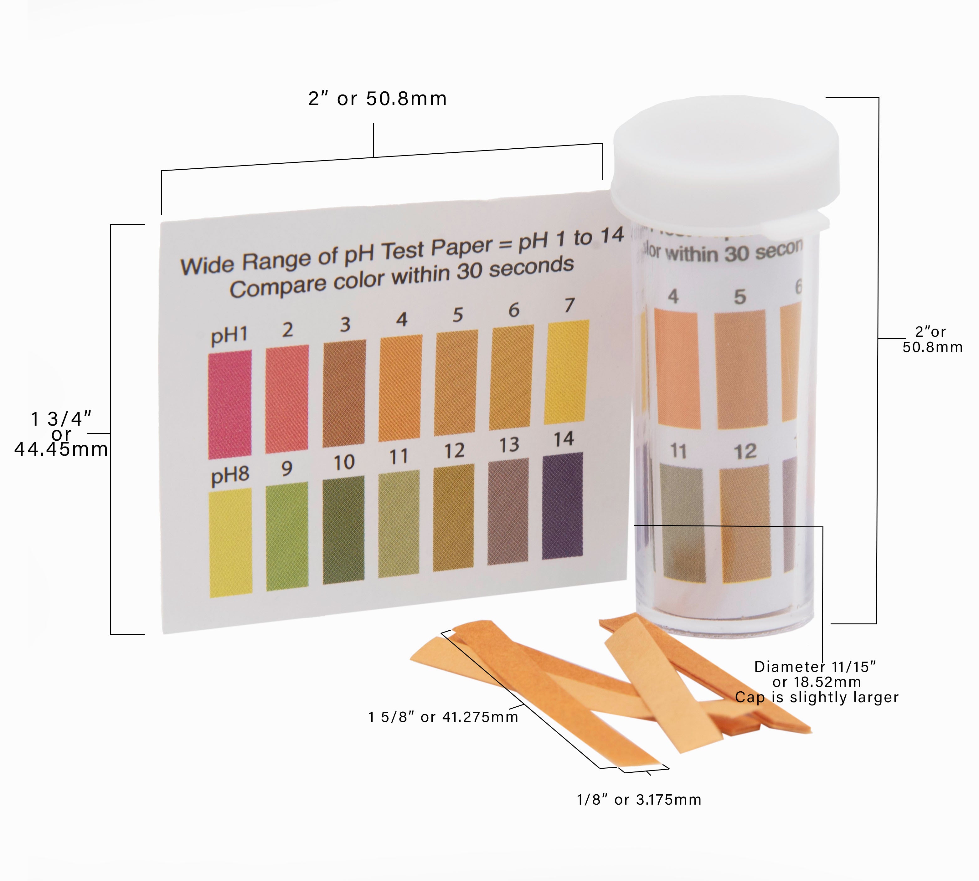 Wide-Range pH Test Paper Range 1-14, with 100 Strips. Pack of 10.