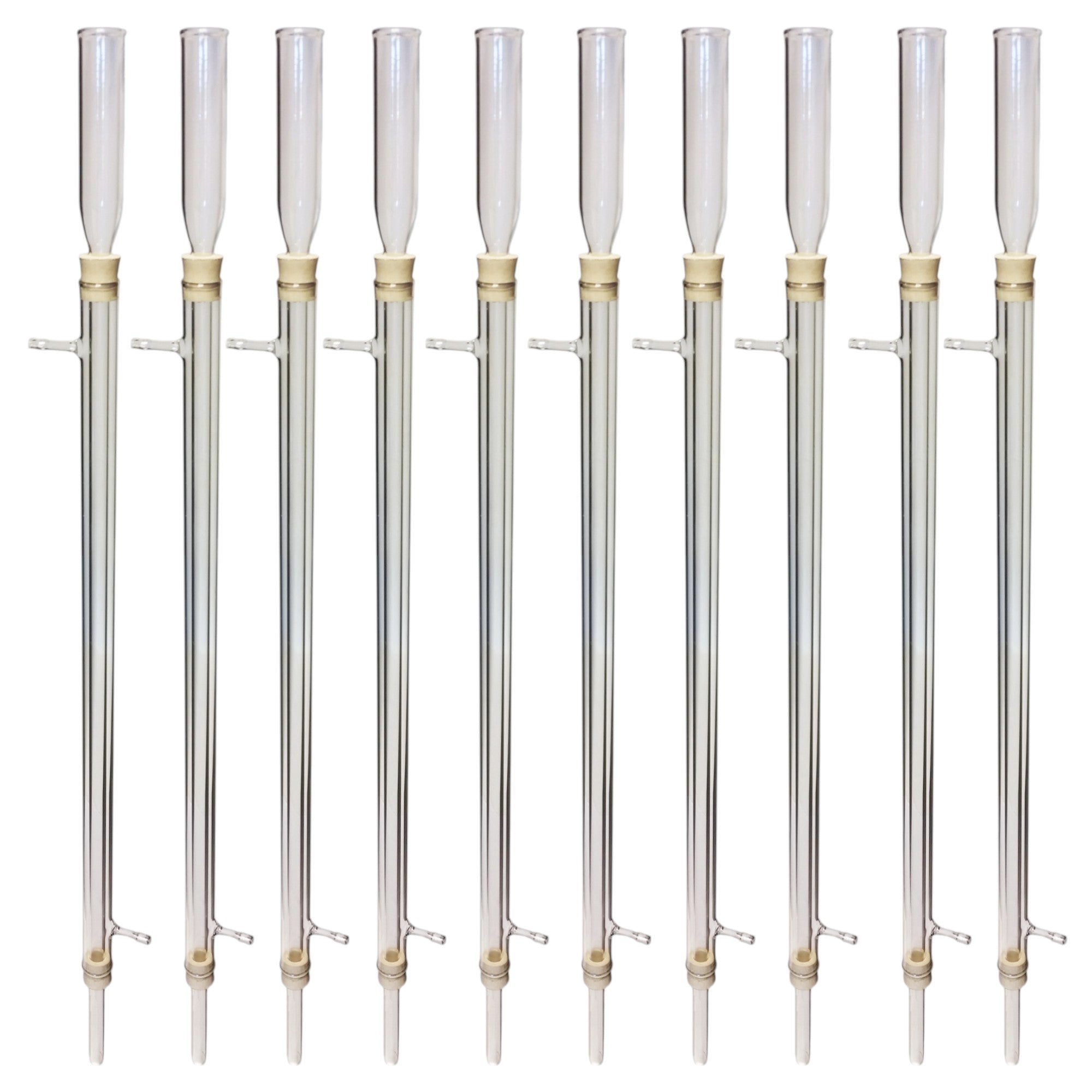 Condenser Liebig with Rubber Joints, 300mm Inner Tube. Made from Borosilicate Glass. Sold as a pack of 10 Condensers.