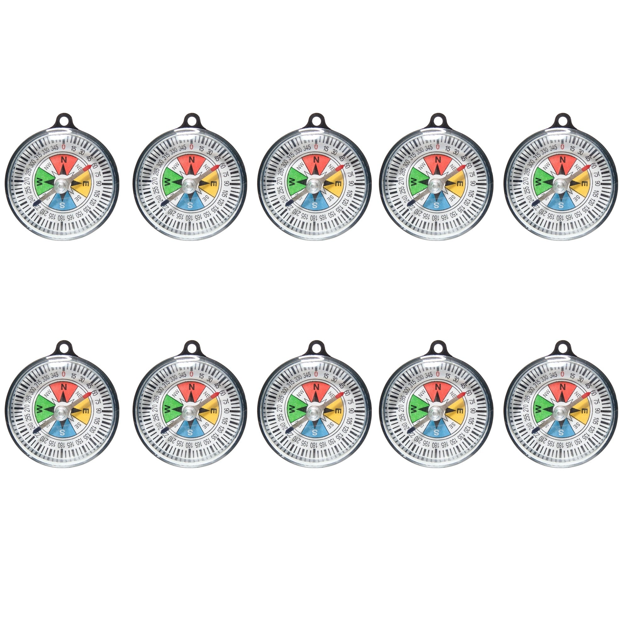 Compass 55mm Diameter with Color Coded Poles and Plastic Body. Pack of 10.
