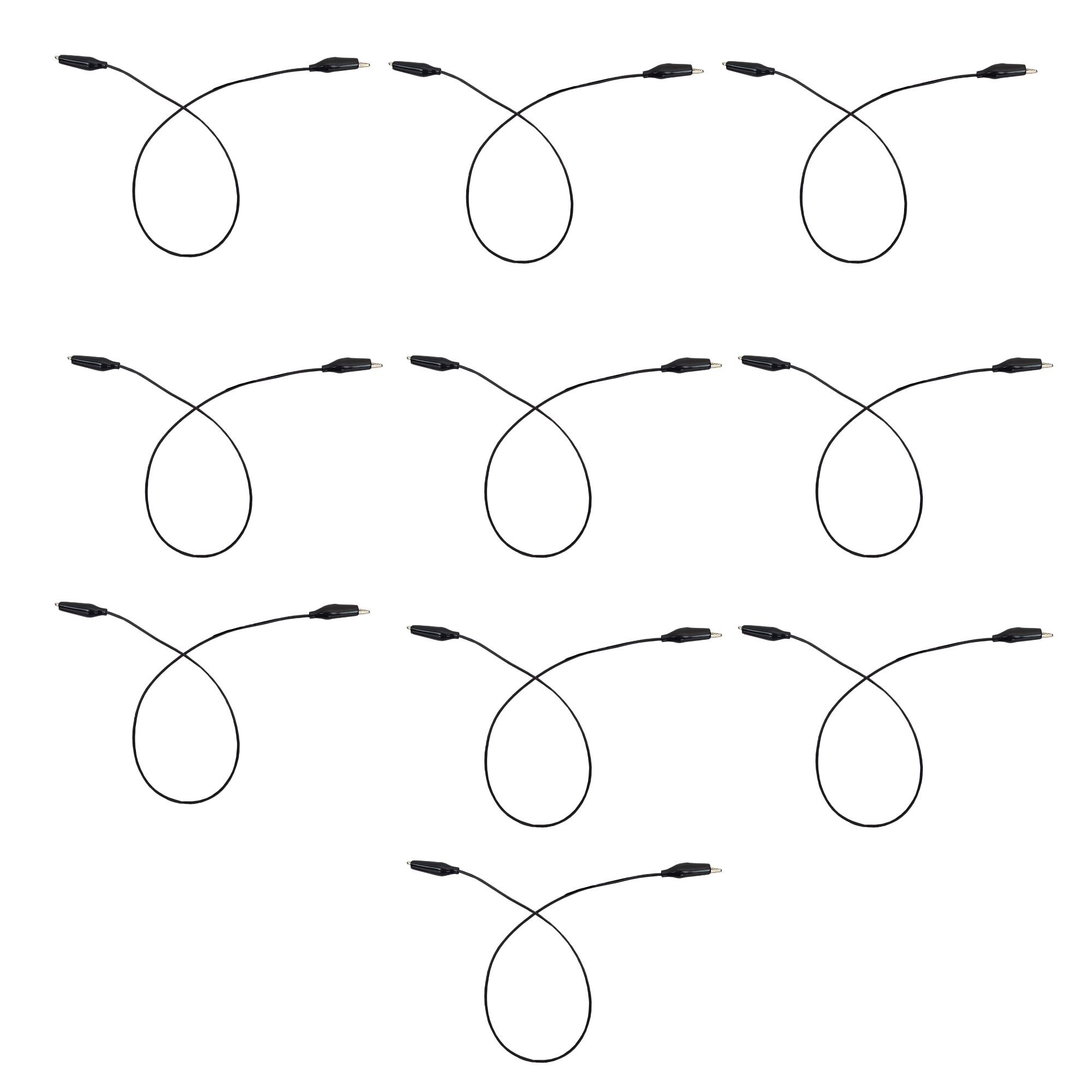 Connector Cord, 36 inch Alligator Ends, 18 Gauge Black Cords. Pack 10.