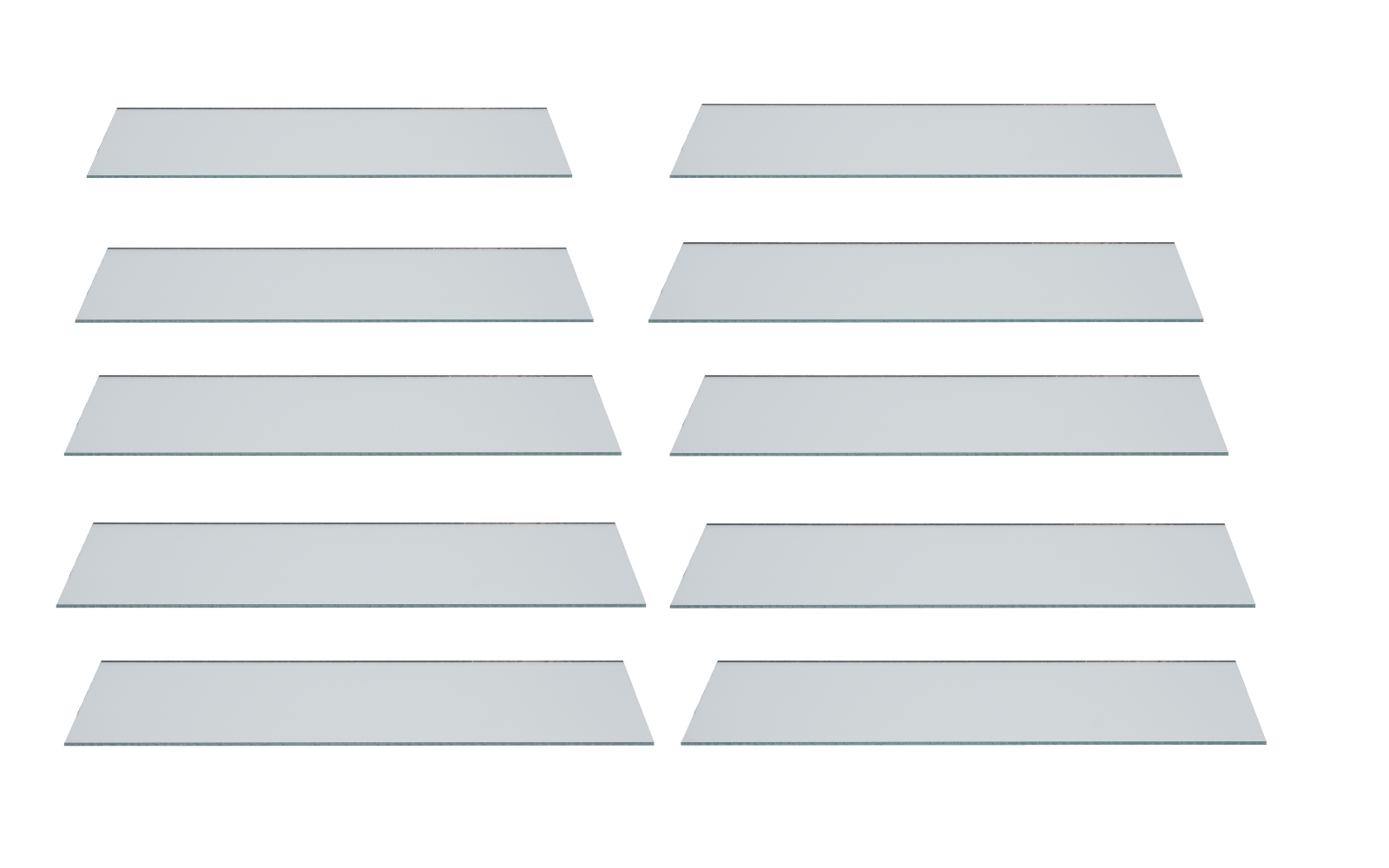 Mirror Rectangular Glass 2x6 inches with Silver Backing. Pack 10.