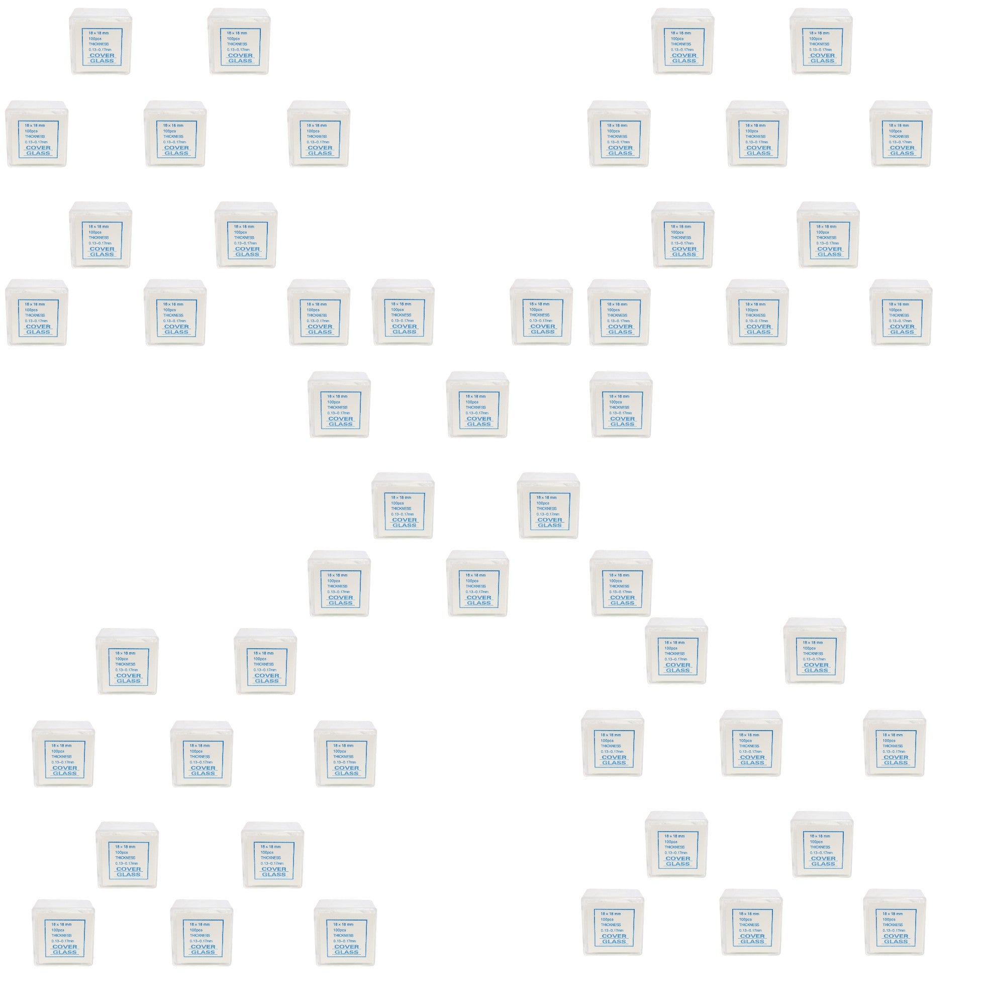 Microscope Cover Slips, Size #1 Thickness, 18mm by 18mm, Case of 500 Packs/100 Cover Slips