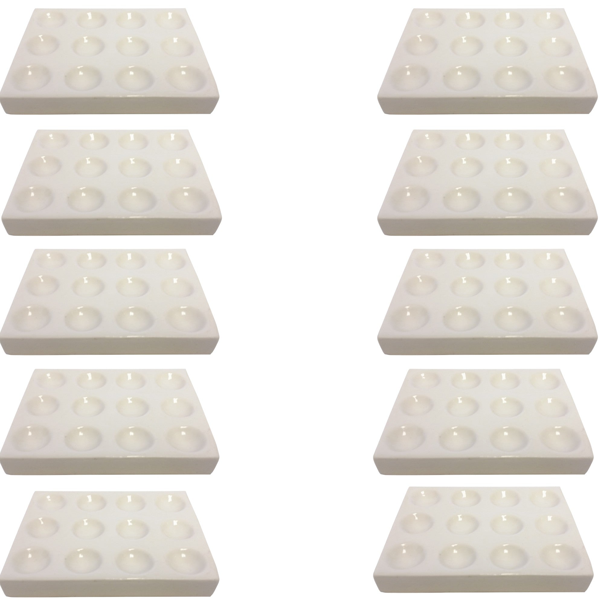 Spot Plate, Porcelain, with 12 Depressions. Pack of 10.