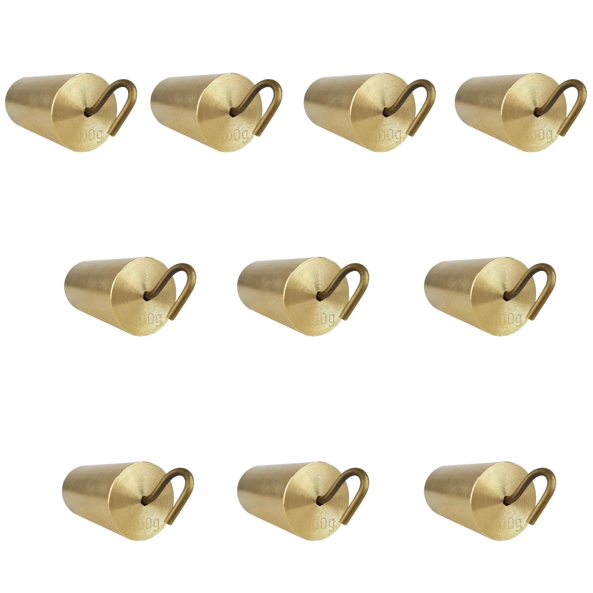 Weight, Hooked Brass, 100 Grams. Pack of 10 .