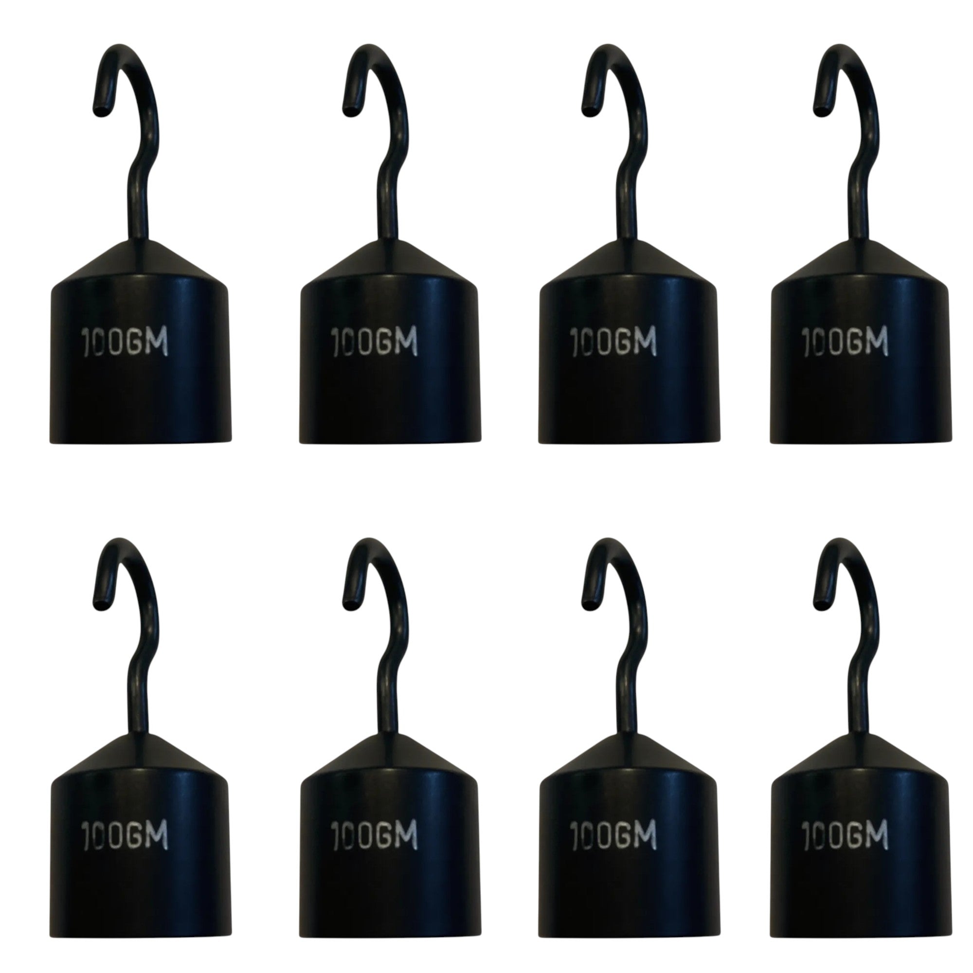 Hooked Mass 100 grams.  Case of 8.   Used in PEER Physics EFG Kit.