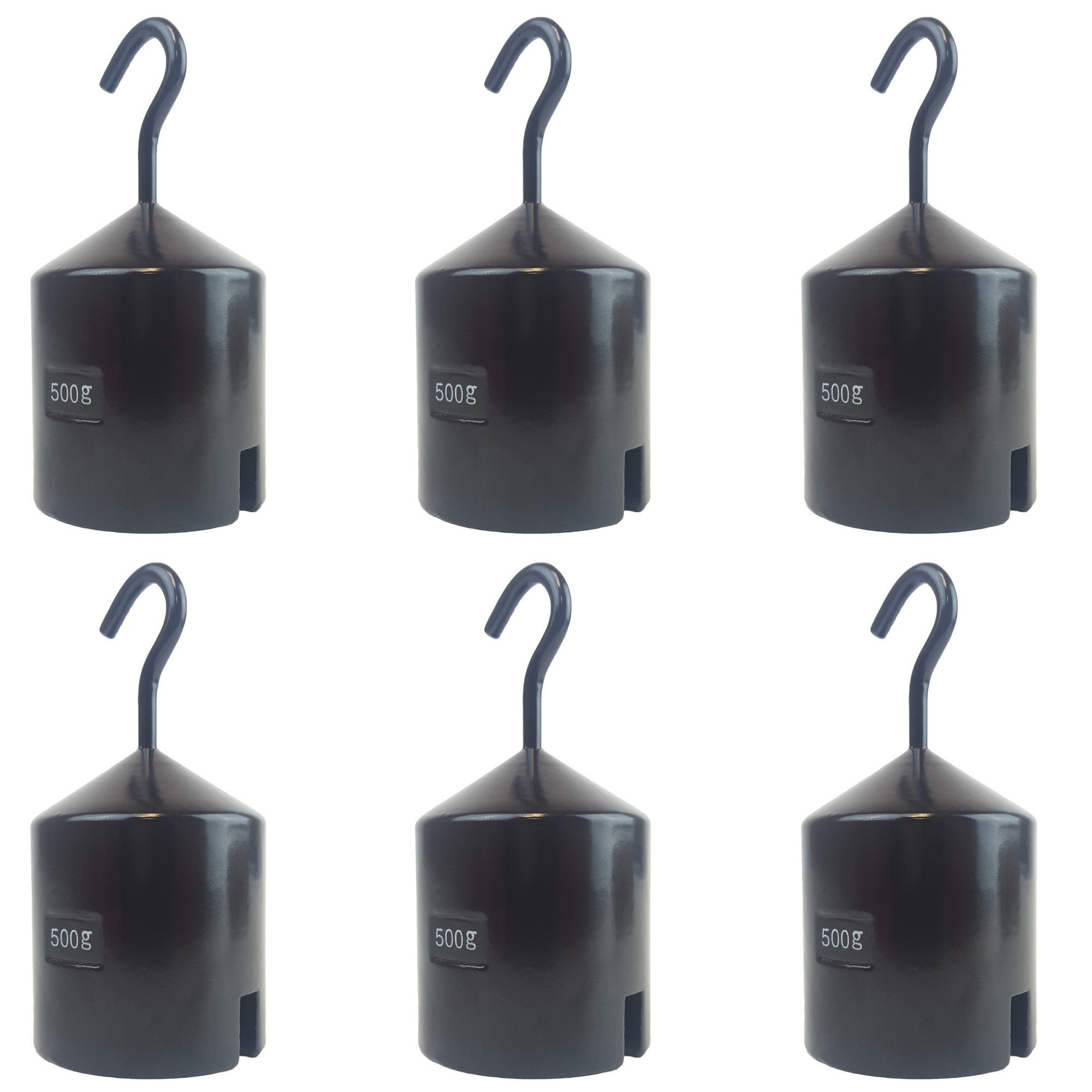 Hooked Weight, Cast-iron with Enamel Finish, 500 grams. Pack of 6.