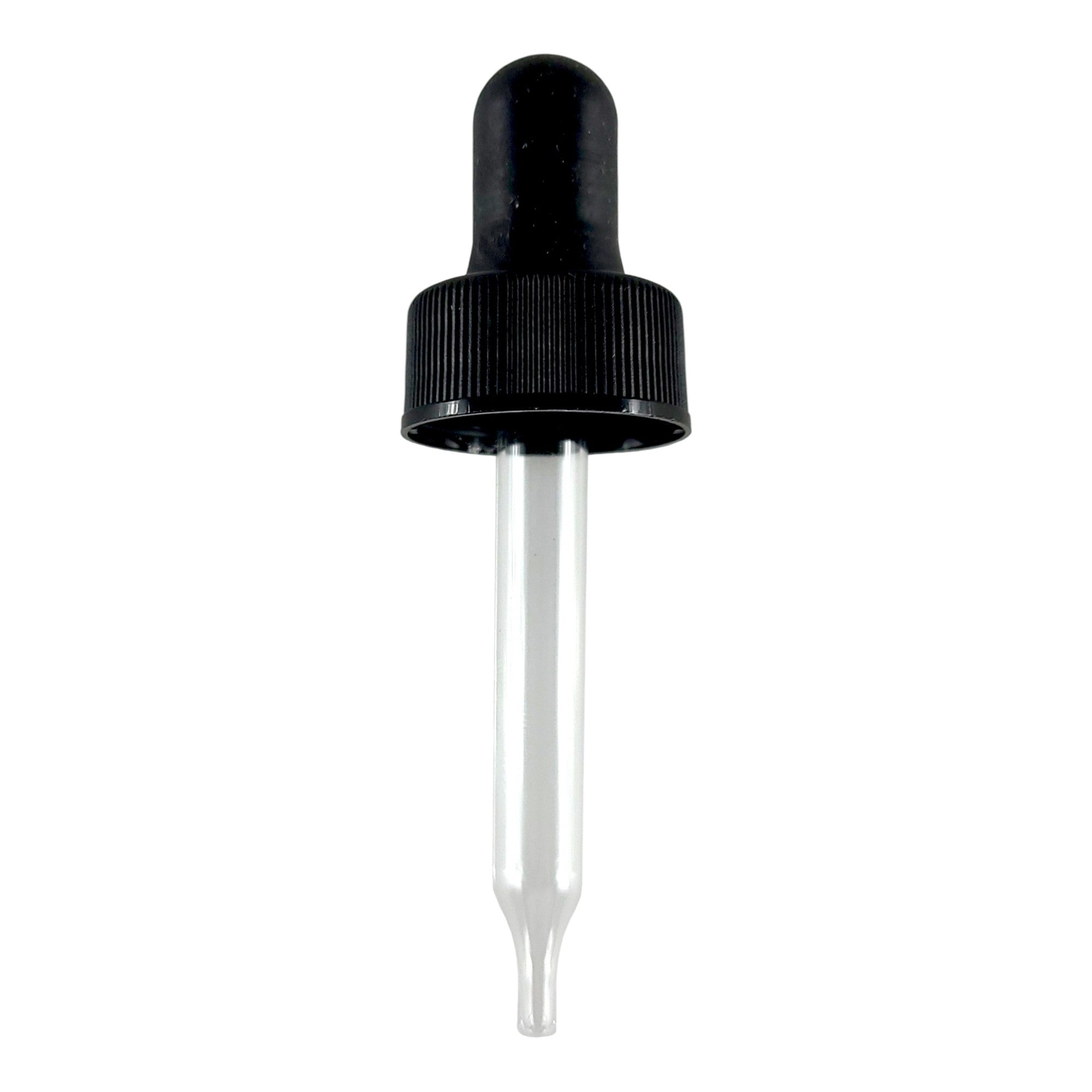 Dropper Assembly for 1/2 ounce bottle. The cap has a 20/400 thread, the glass pipette is 7mm OD x 60mm length. Pack 12.