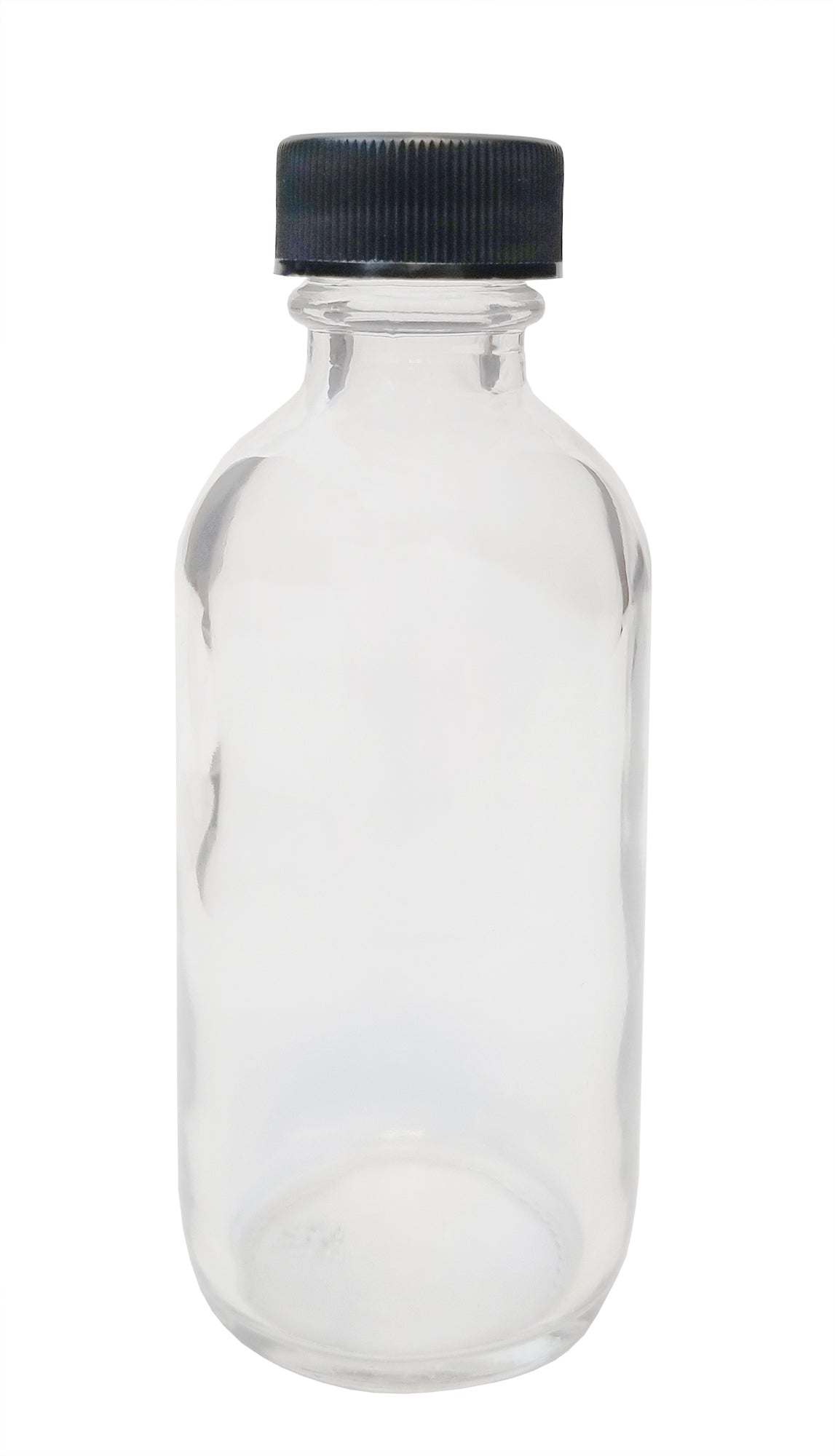Bottle, Flint Glass Clear, 2oz with Cap. Pack 12.