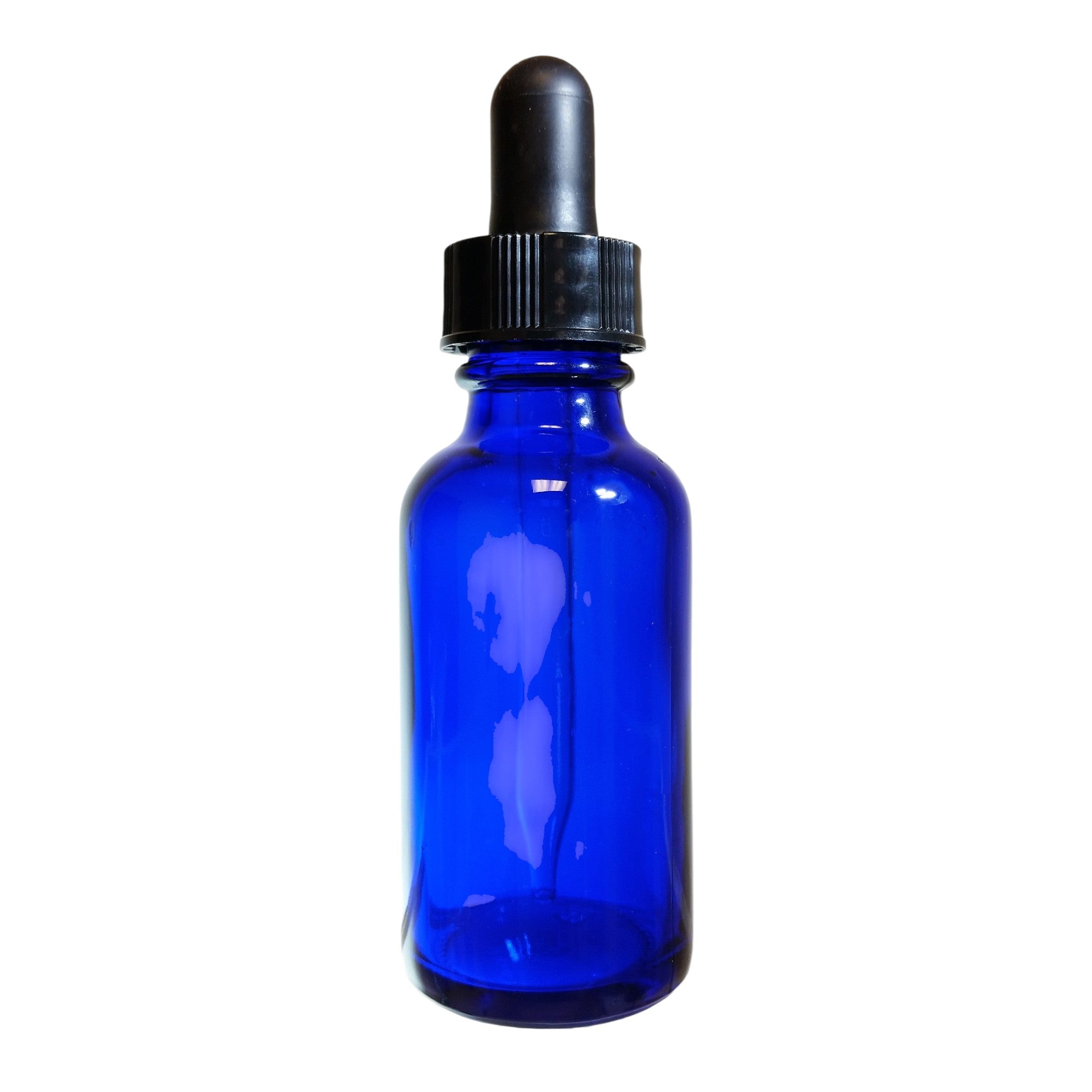 Bottle, Flint Glass, Cobalt Blue Color, 4 ounce, with dropper assembly. Pack 12.