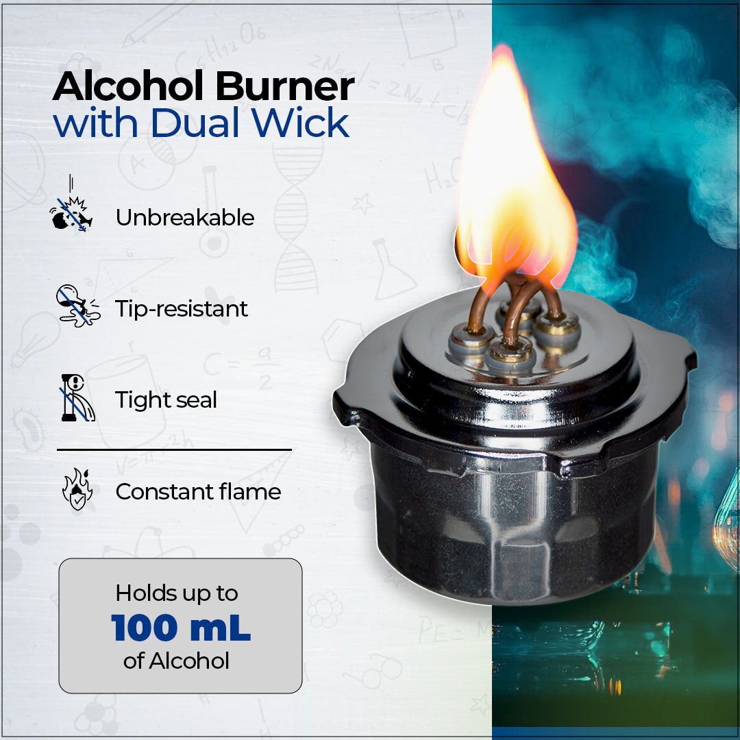 Burner Alcohol with 100ml All Metal Canister and Dual Wicks. Case of 80.