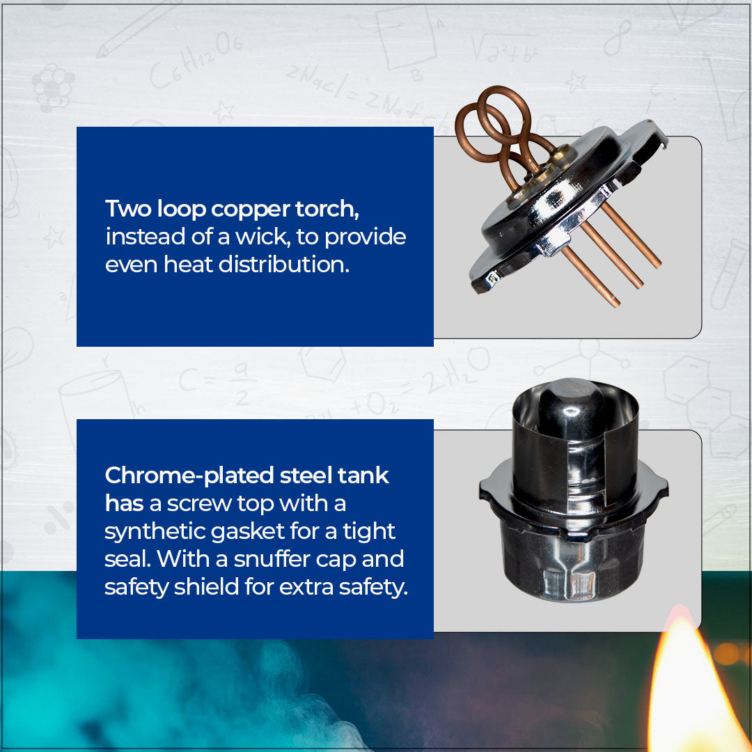 Burner Alcohol with 100ml All Metal Canister and Dual Wicks. Pack of 10.