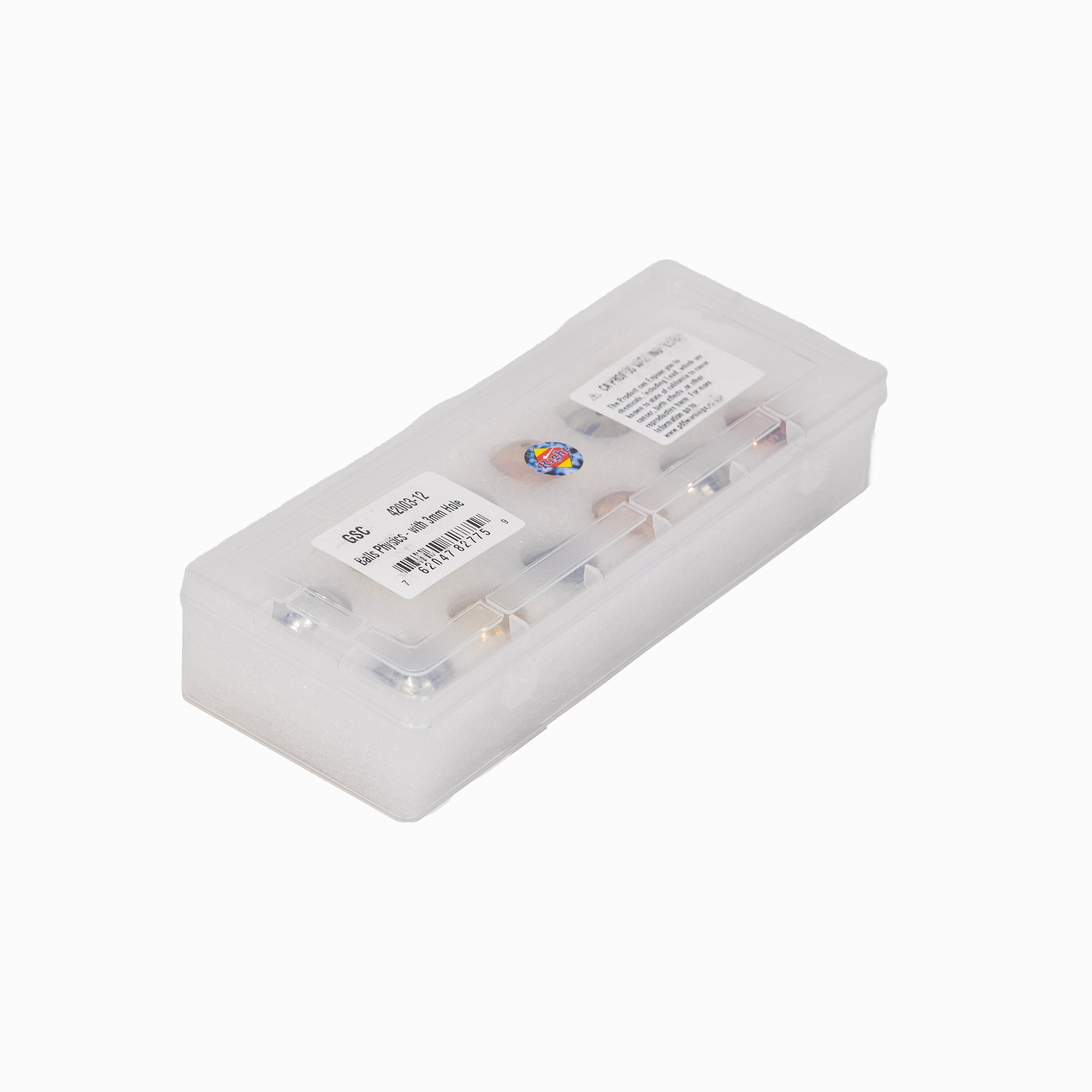 Physics Ball, Various Materials, Drilled, 25 mm, with Storage Container, Pack of 20