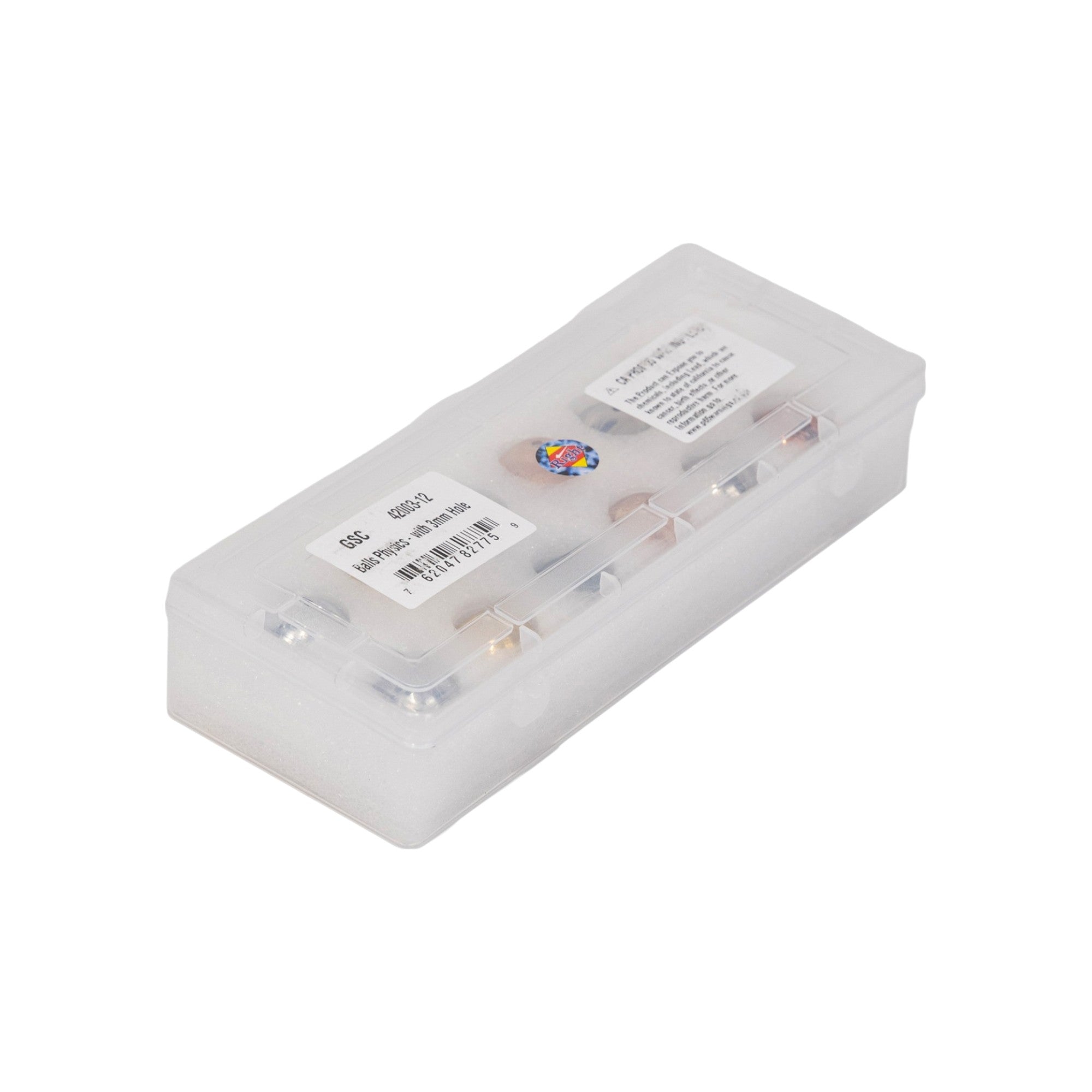 Physics Balls Set-Drilled Balls 25mm with 3mm Center Hole and a Plastic Storage Container.