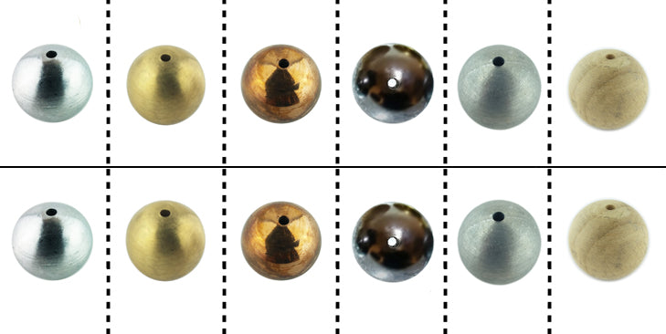 Physics Ball, Various Materials, Drilled, 25 mm, with Storage Container, Pack of 20