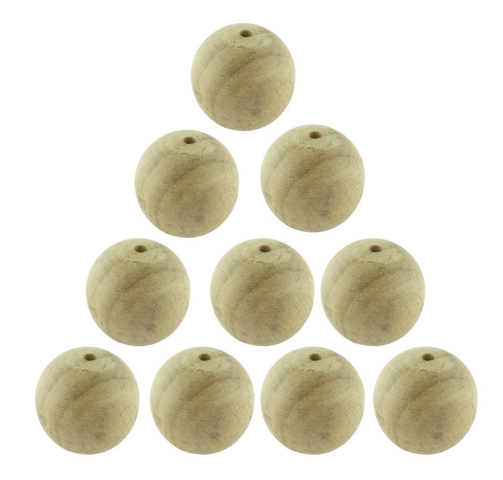 Physics Ball, Wood, 25 mm, Drilled, Pack of 10