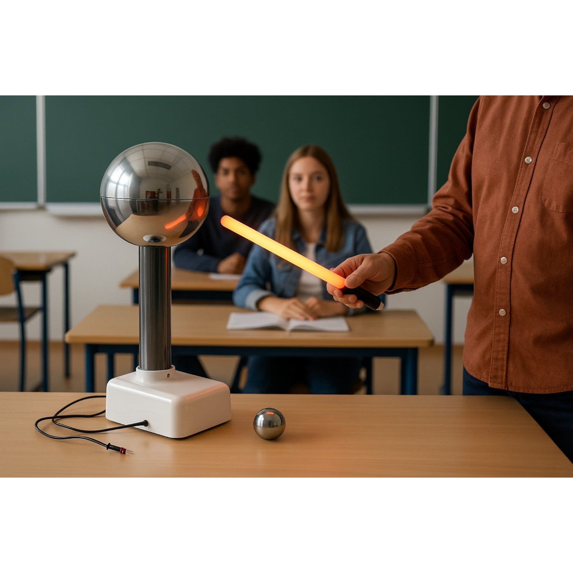 Van de Graaff Generator & Neon Wand Kit – High Voltage Static Electricity & Gas Ionization Demo – STEM Physics Education Set