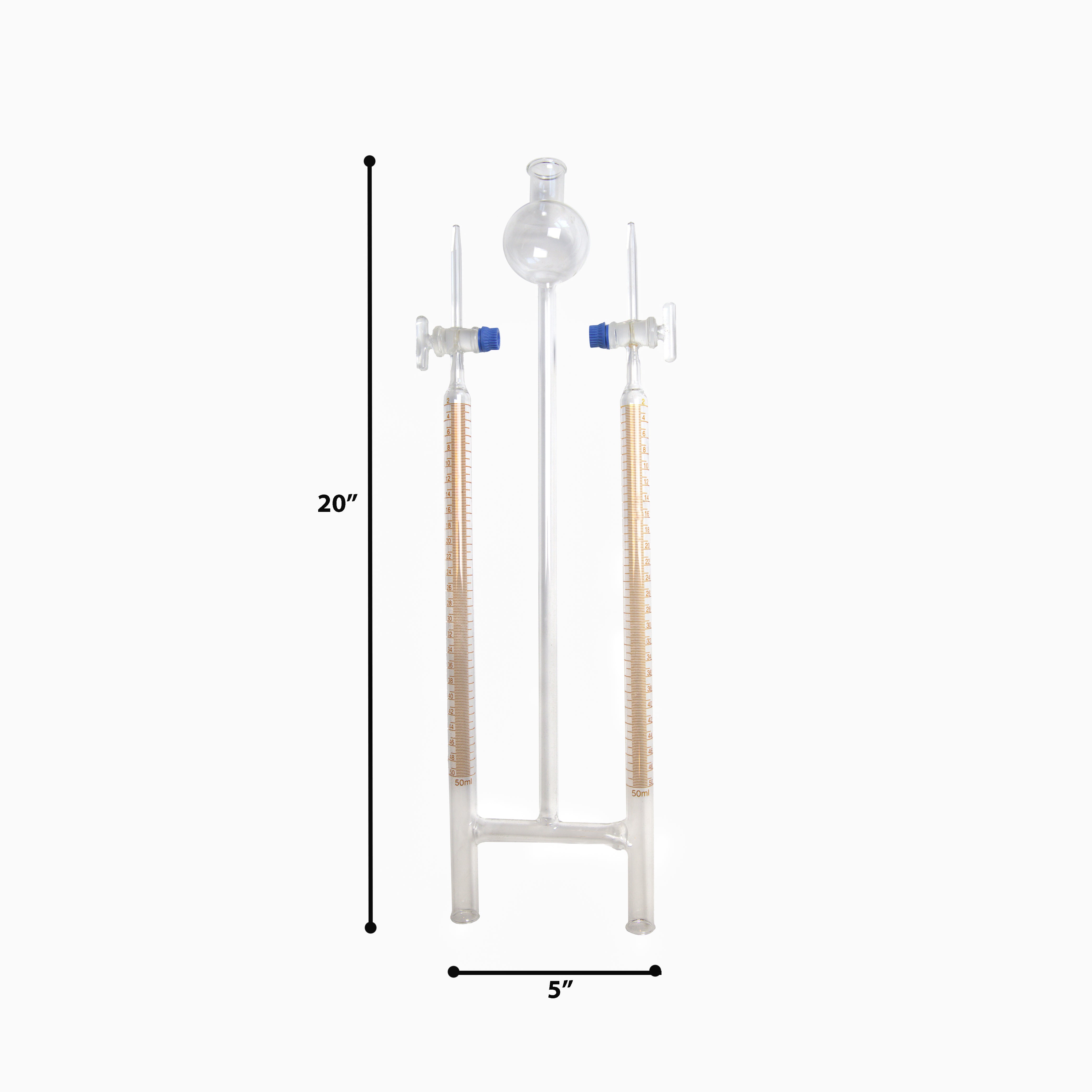 Electrolysis Hoffman Style.  Glass "H" Tube with Ground Glass Stopcock and Funnel Tube. Useful in a Traditional Chemistry Class or Homeschool.