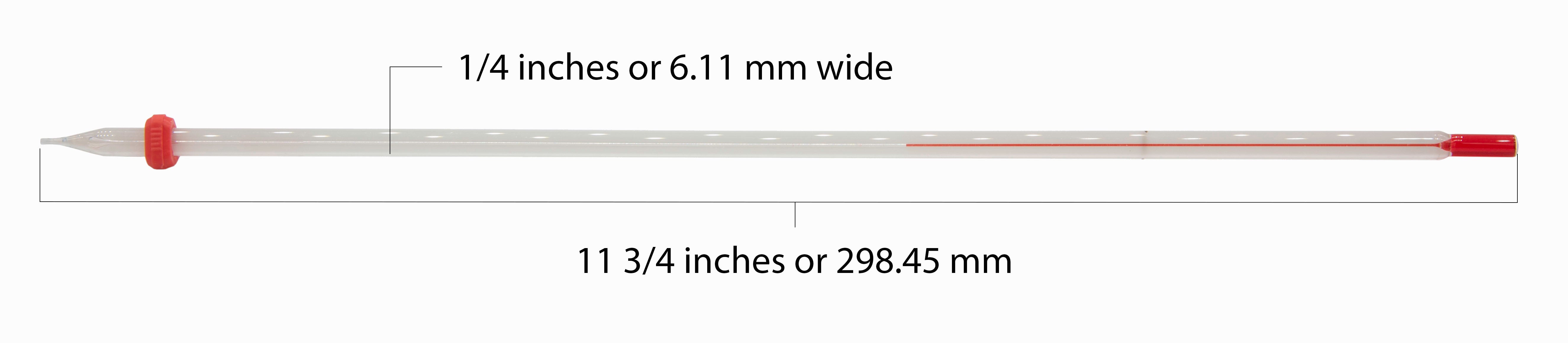 Thermometer Laboratory Red Alcohol Filled, Ungraduated with a temperature range of -20 to 110C, White Back, Partial Immersion.
