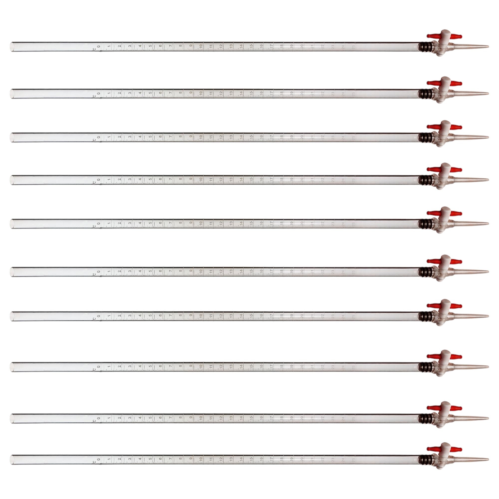 Burette 25ml Acrylic with Interchangeable Stopcock. Pack 10.