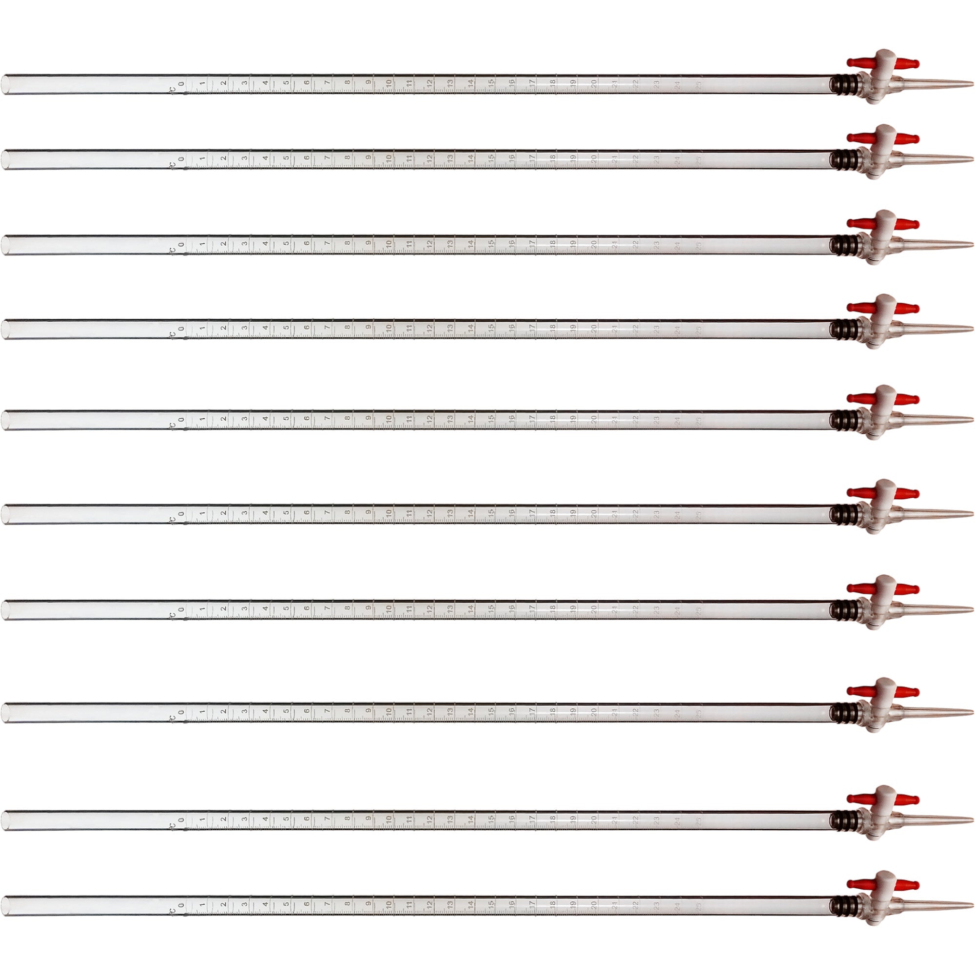 Burette 50ml Acrylic with Interchangeable Stopcock. Pack of 10.