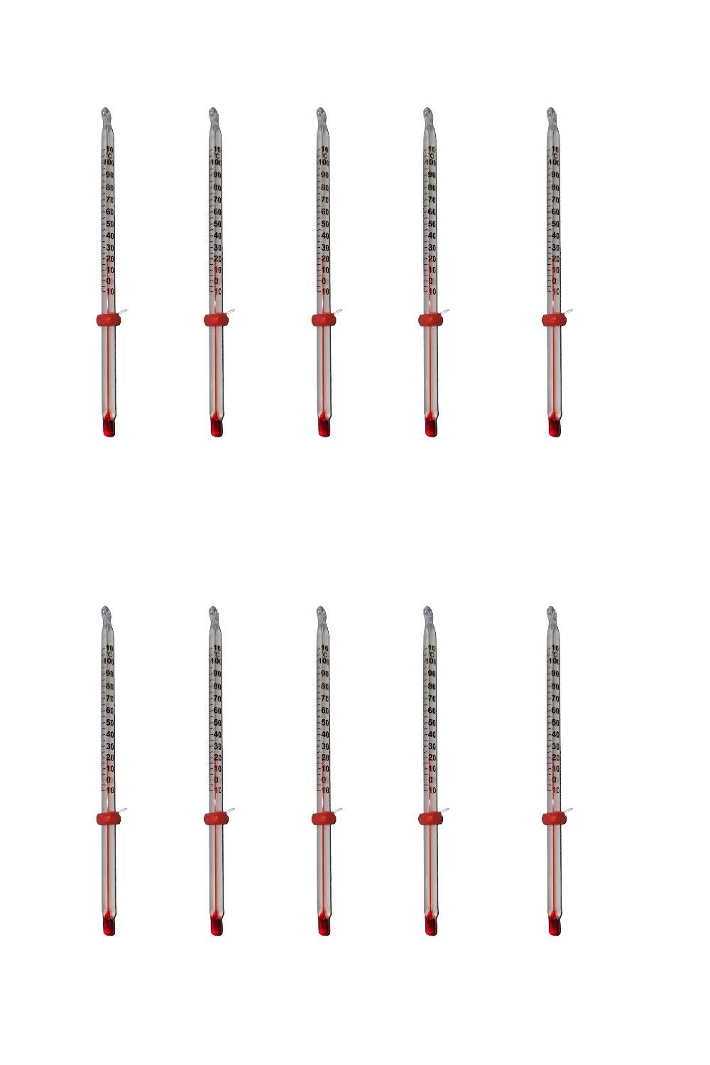 Thermometer, White, 6" length, Partial Immersion -10-110/C. Pack of 10