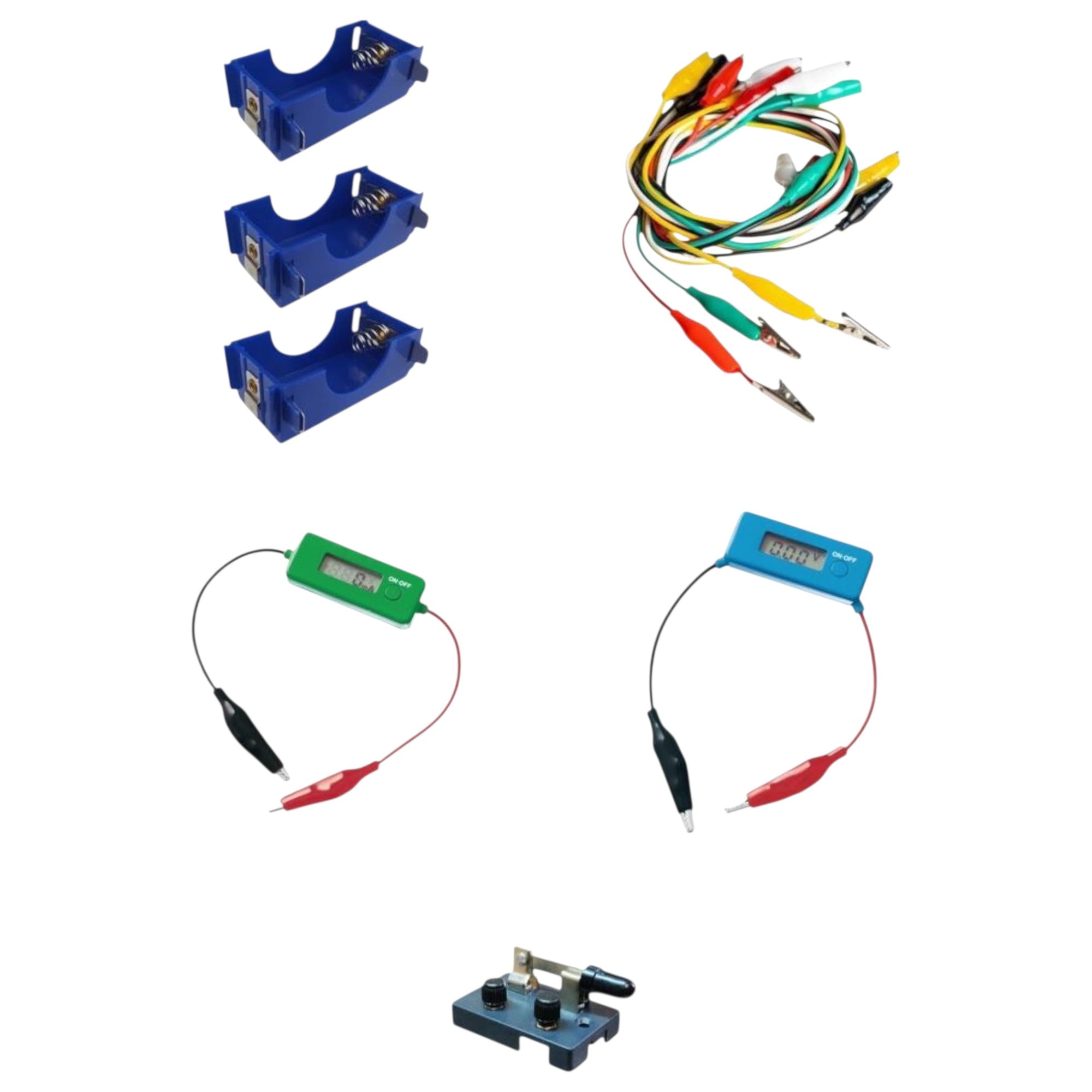 Basic DC Circuits Electronics Kit – Hands-On Learning Set with Battery Holders, Switch, Meters & Alligator Clip Leads