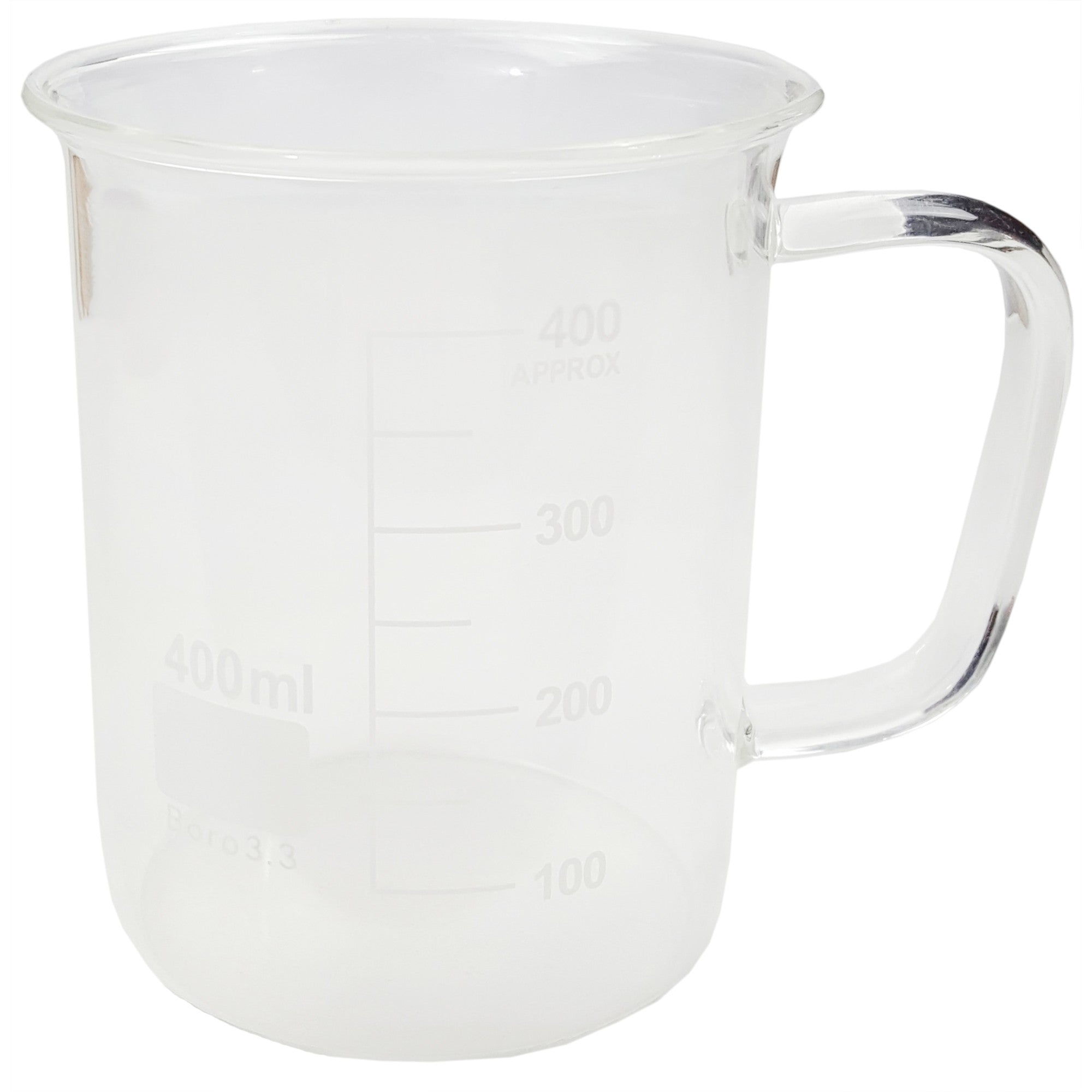 Beaker Mug 400ml Borosilicate Glass With Handle