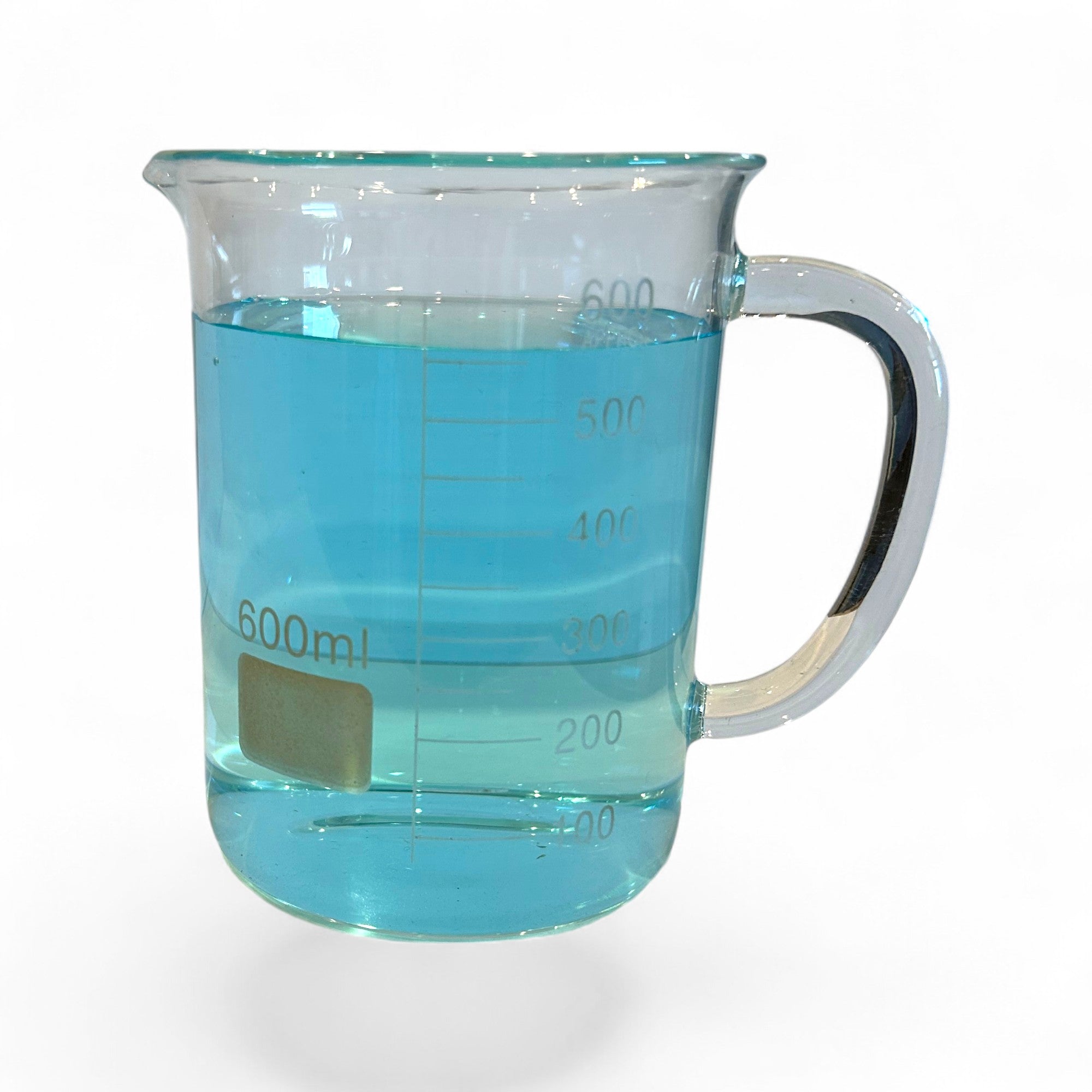 Beaker Mug 600ml with Handle and Pour Spout Borosilicate Glass
