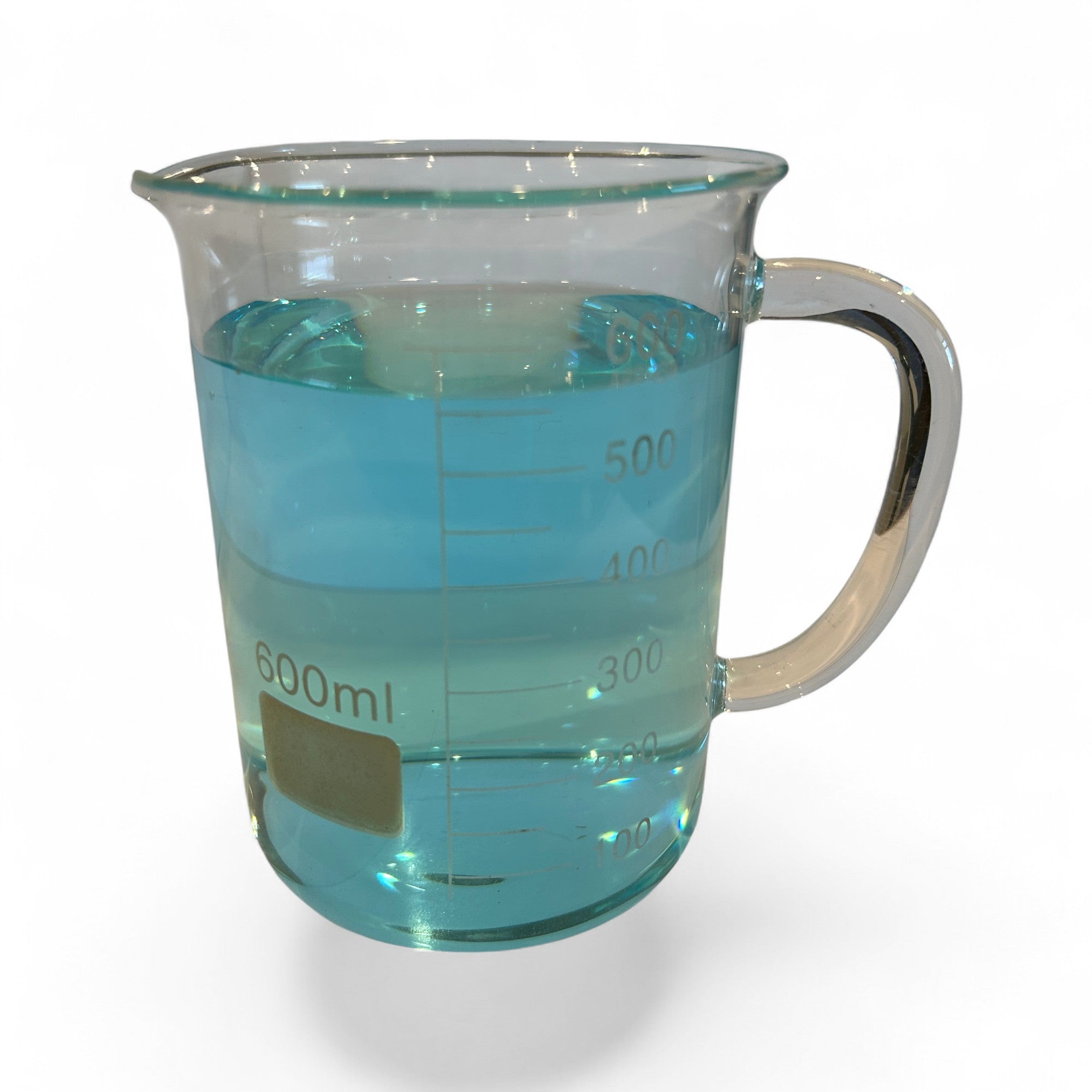 Beaker Mug 600ml with Handle and Pour Spout Borosilicate Glass